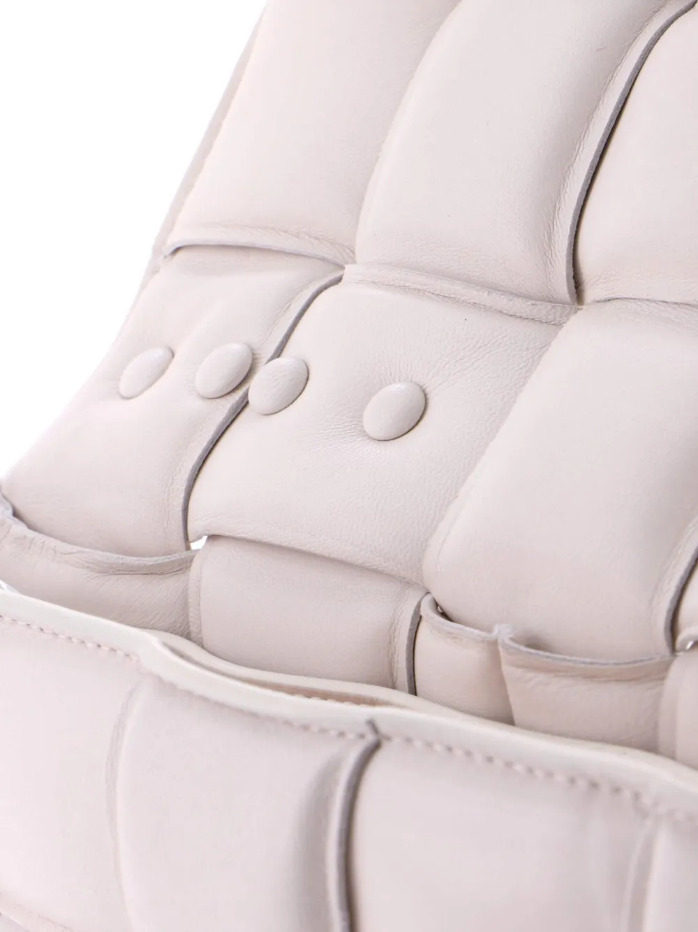 Pre-owned Bottega Veneta Cassette Chain Padded Maxi Intrecciato Leather Crossbody Bag In White