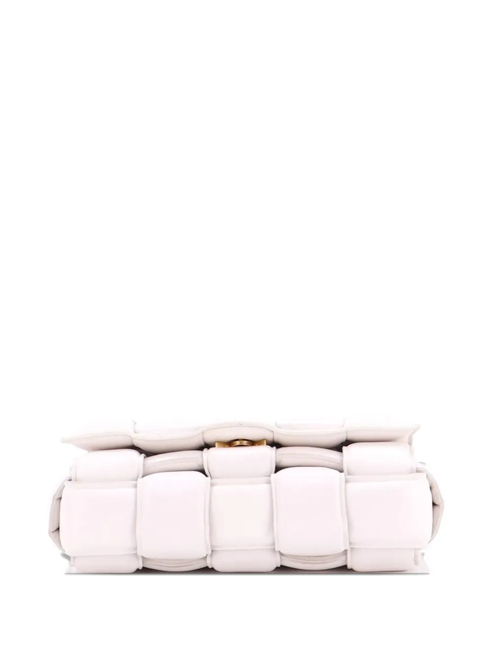 Pre-owned Bottega Veneta Cassette Chain Padded Maxi Intrecciato Leather Crossbody Bag In White