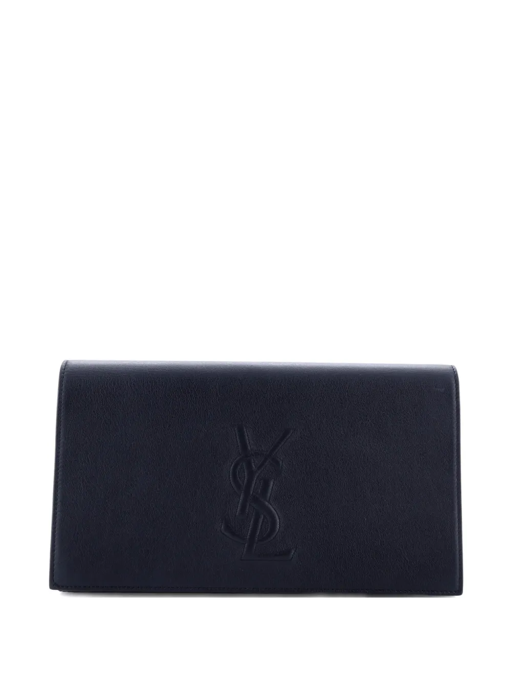 Pre-owned Saint Laurent Belle De Jour Leather Large Clutch Bag In Blue