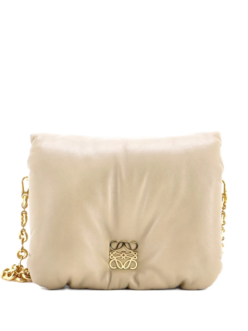 Pre-owned Loewe Goya Puffer Bag Leather Medium Shoulder Bag In Green