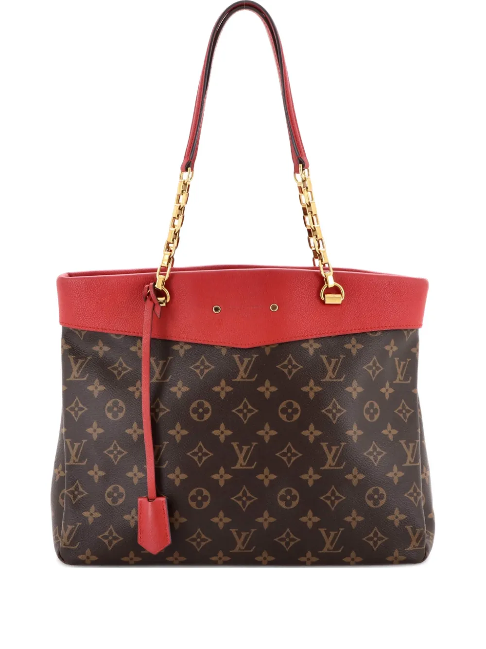 Pre-owned Louis Vuitton Pallas Shopper Monogram Canvas And Calfskin Tote Bag In Brown