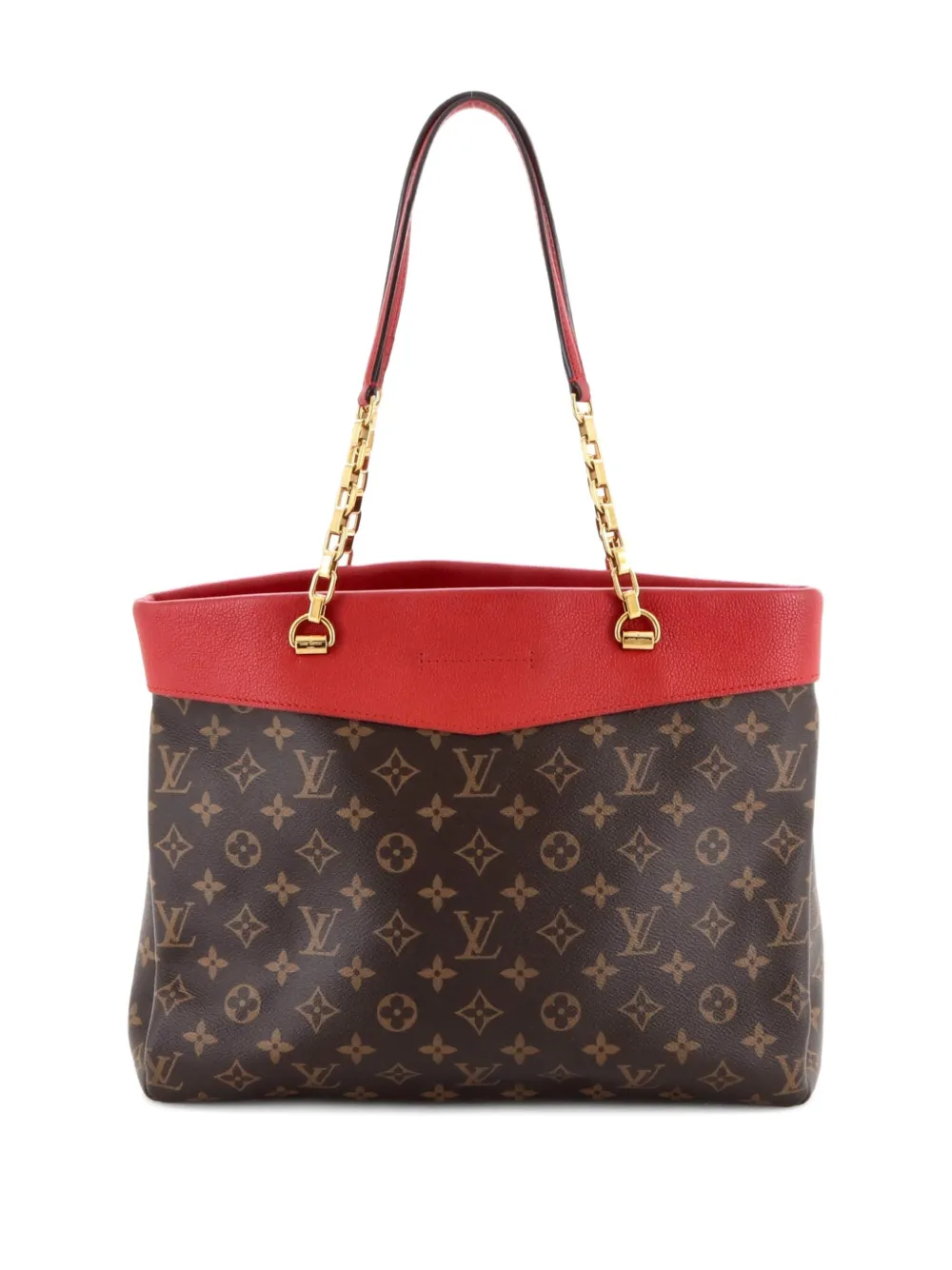 Pre-owned Louis Vuitton Pallas Shopper Monogram Canvas And Calfskin Tote Bag In Brown