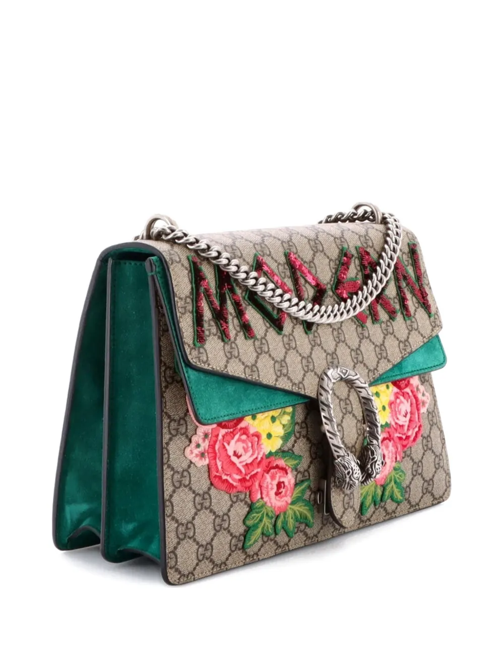 Pre-owned Gucci Dionysus Bag Embellished Gg Coated Canvas Medium Shoulder Bag In Brown