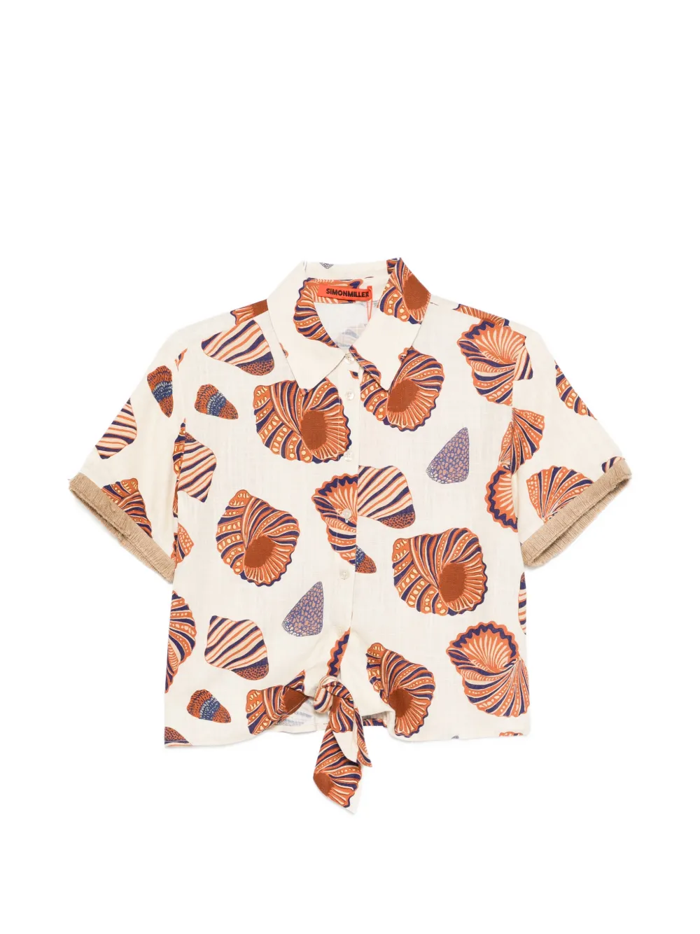 Simon Miller Shell-print Fringed Shirt In White
