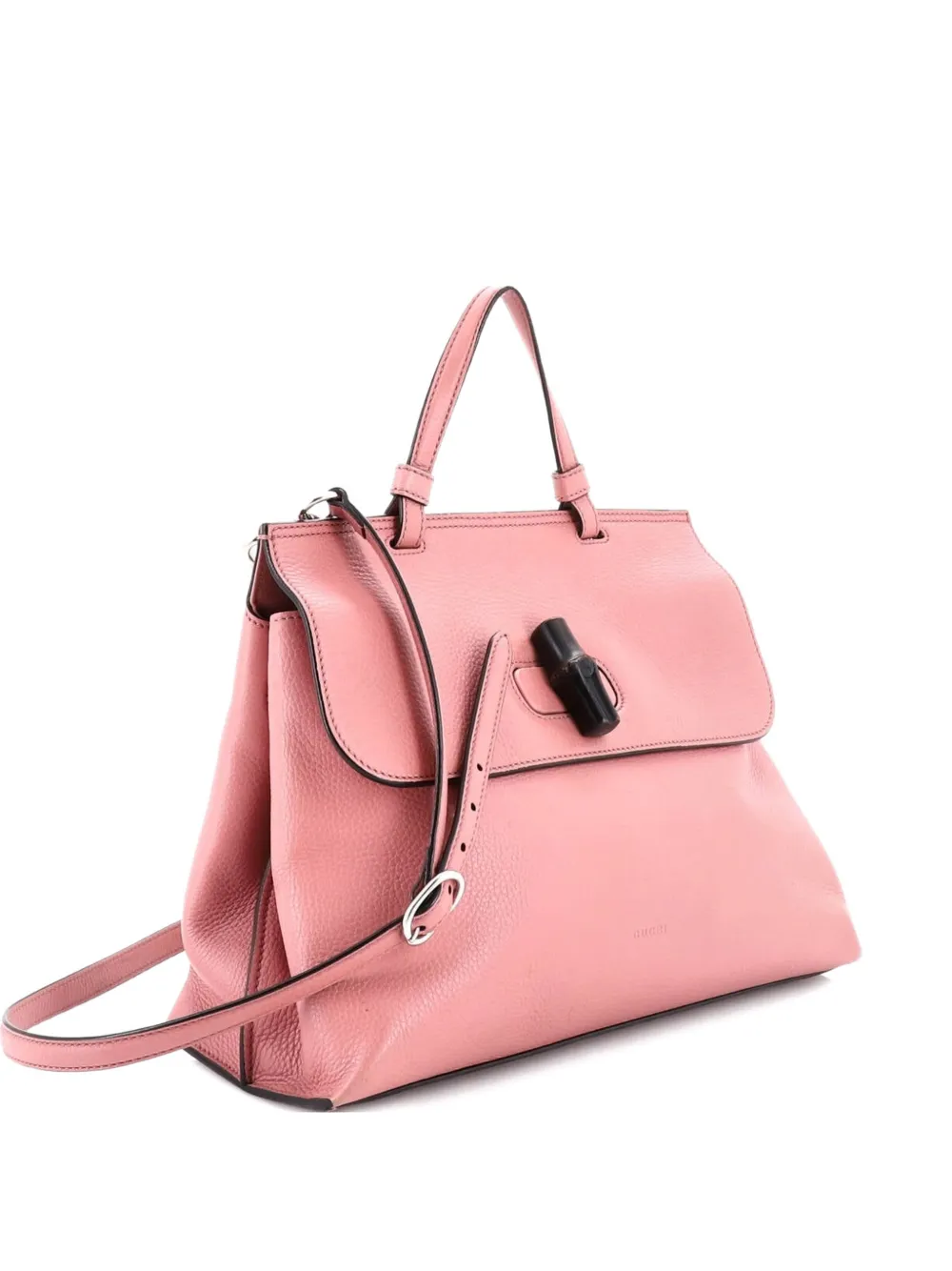Pre-owned Gucci Bamboo Daily Top Handle Bag Leather Small Satchel In Pink