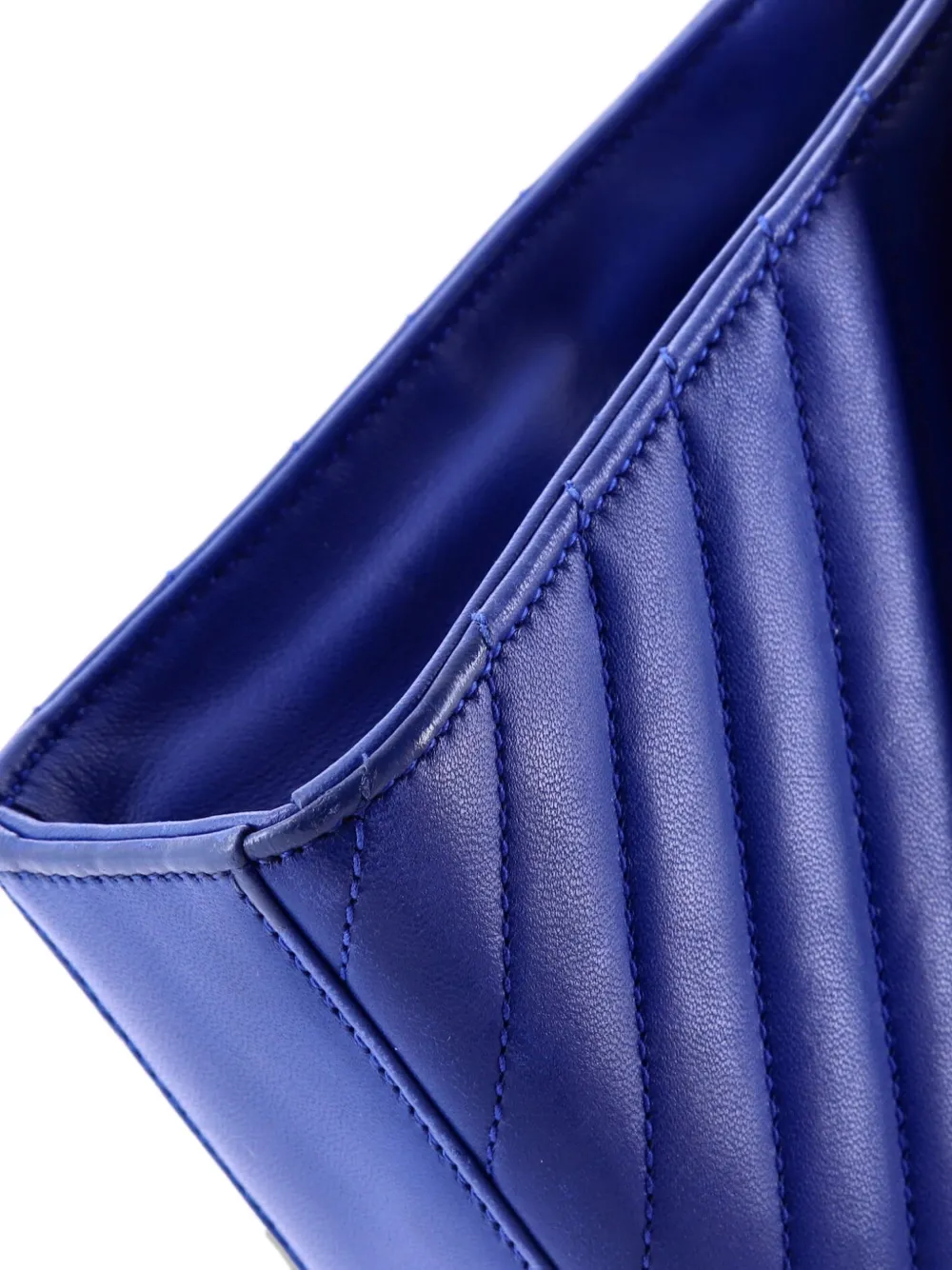 SAINT LAURENT Pre-owned Classic Monogram Envelope Satchel Matelasse Chevron Leather Medium Shoulder Bag In Blue