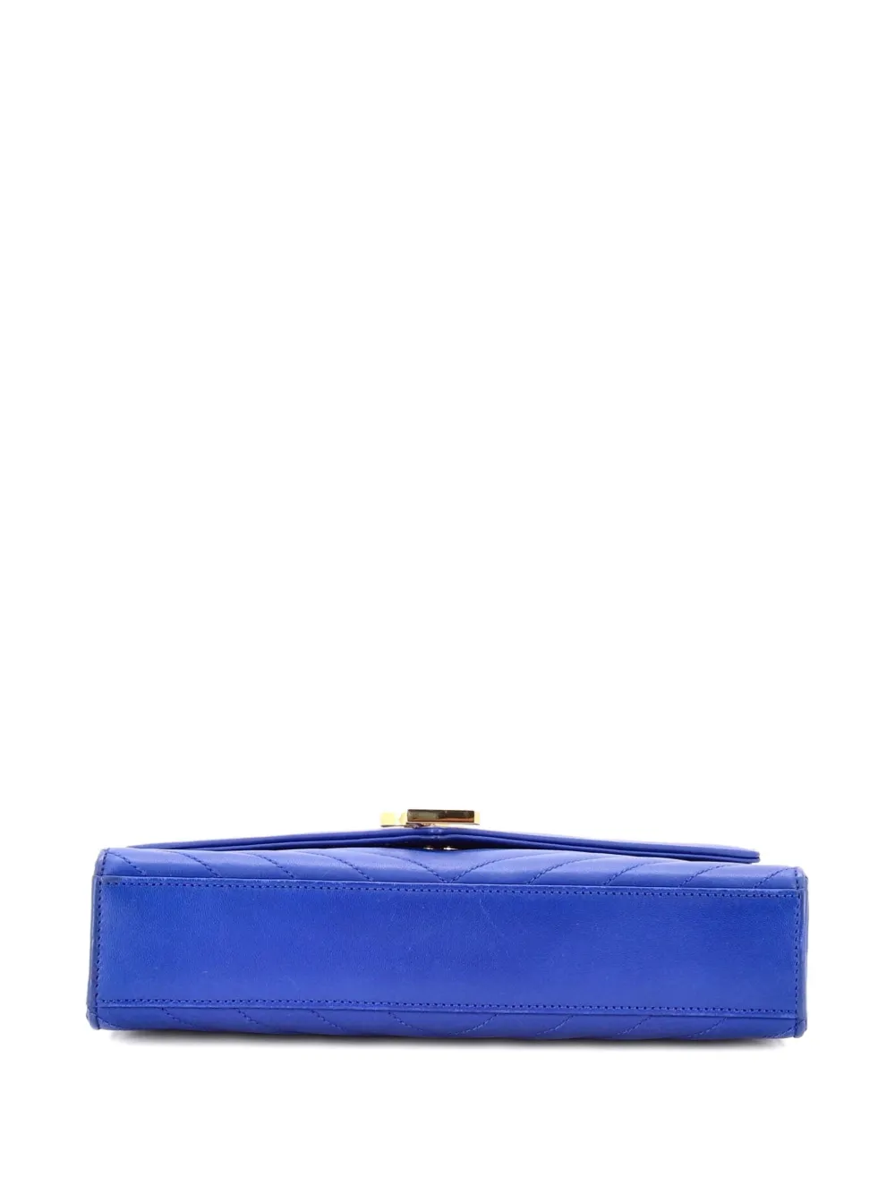 SAINT LAURENT Pre-owned Classic Monogram Envelope Satchel Matelasse Chevron Leather Medium Shoulder Bag In Blue