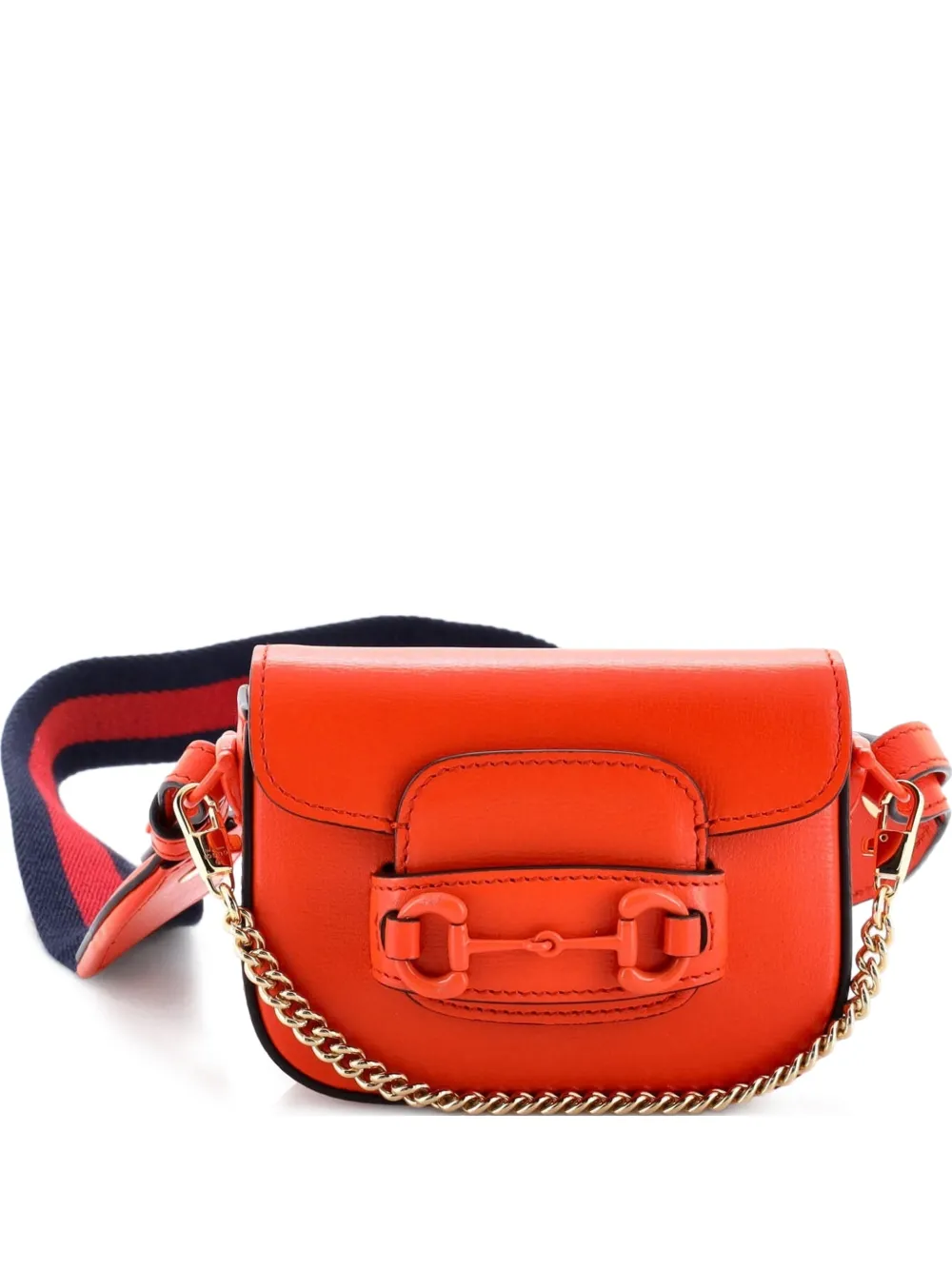 Gucci Pre-Owned Horsebit 1955 Flap Wallet with Strap Leather crossbody bag - Orange