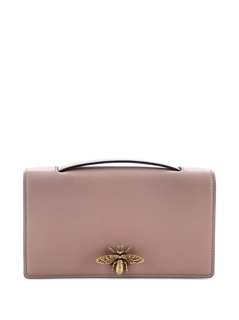 Pre-owned Dior Bee Leather Clutch Bag In Neutral