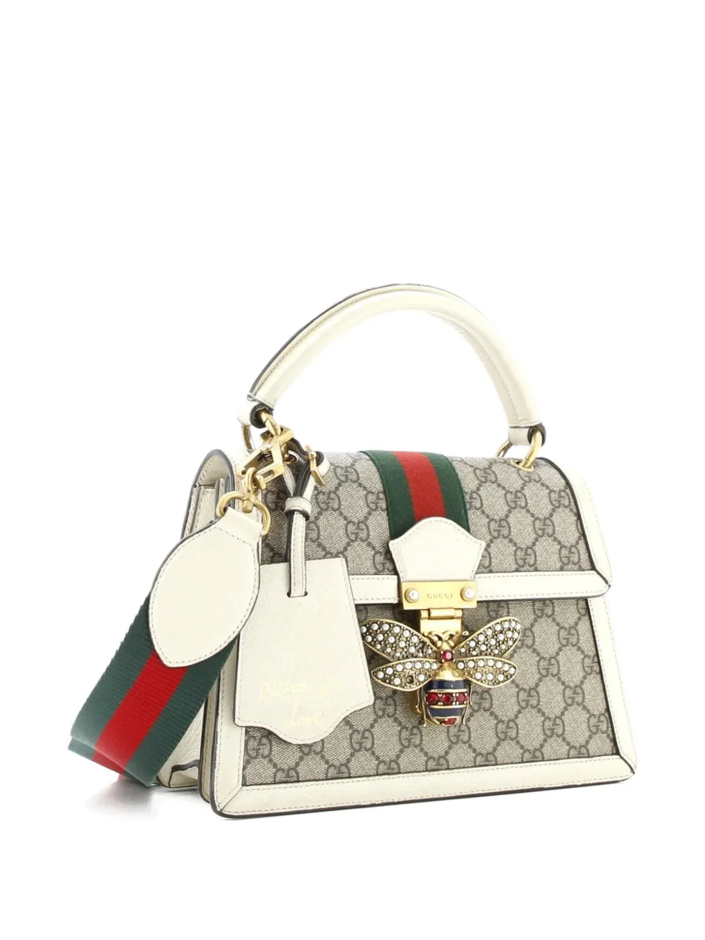 GUCCI Pre-owned Queen Margaret Top Handle Bag Gg Coated Canvas With Leather Small Satchel In Brown