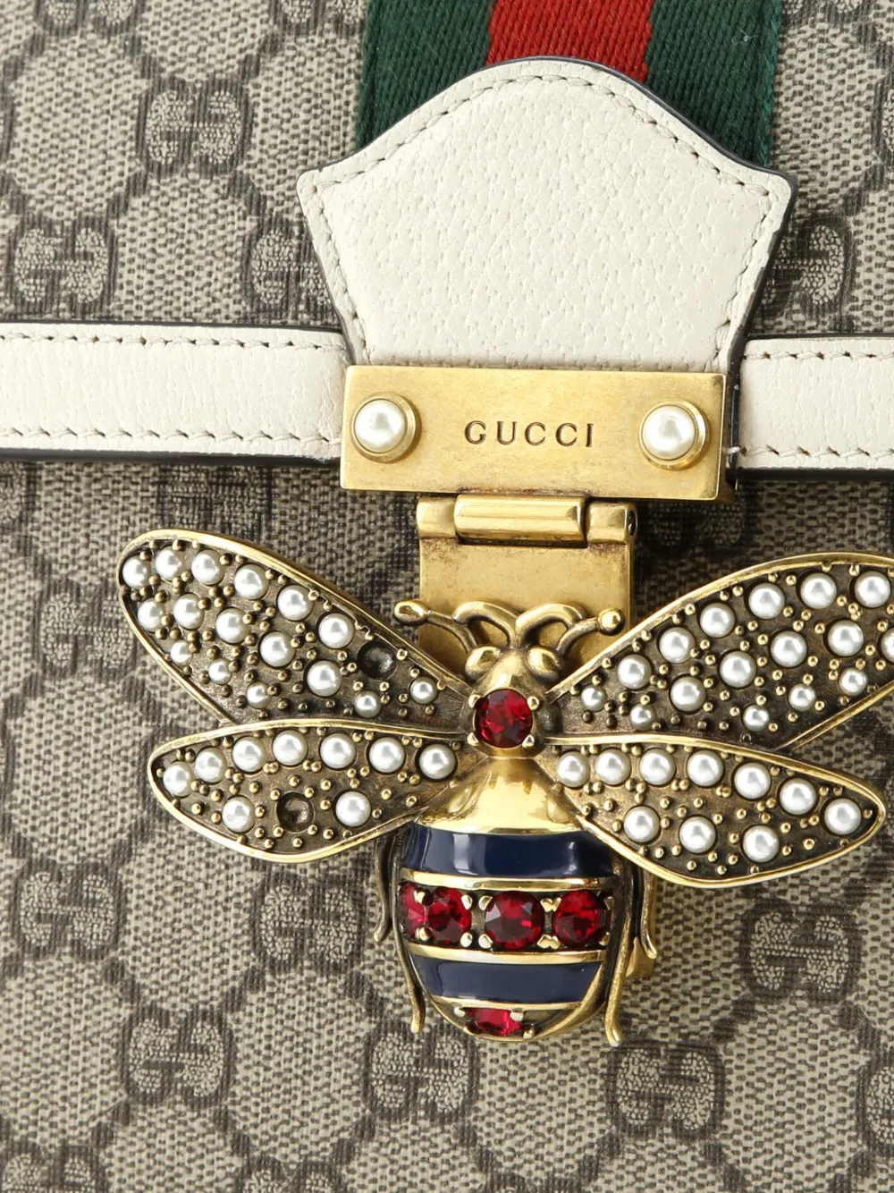 GUCCI Pre-owned Queen Margaret Top Handle Bag Gg Coated Canvas With Leather Small Satchel In Brown