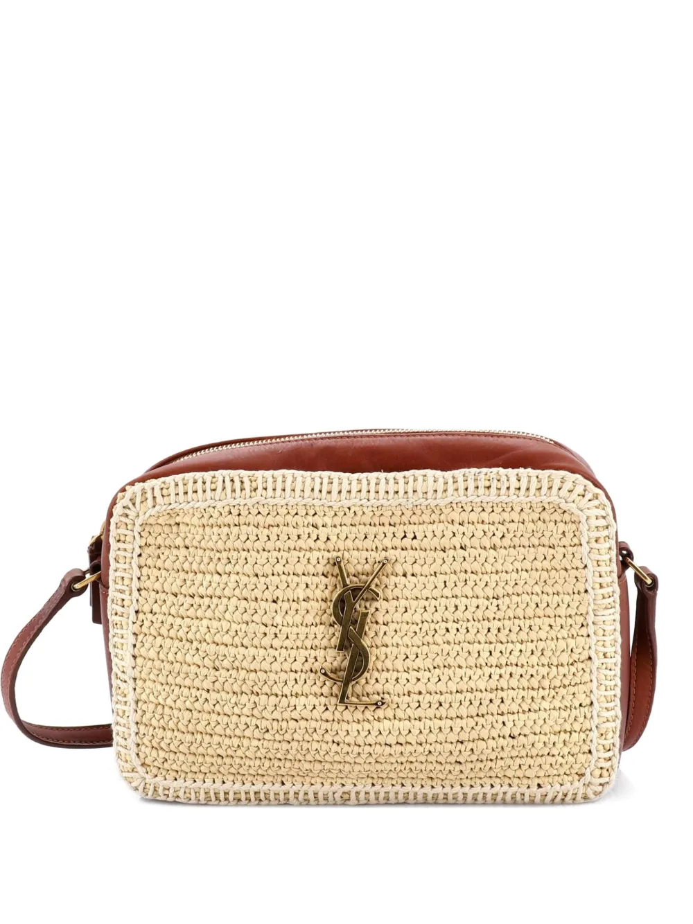 Saint Laurent Pre-Owned Lou Camera Bag Woven Raffia Small crossbody bag - Marrone