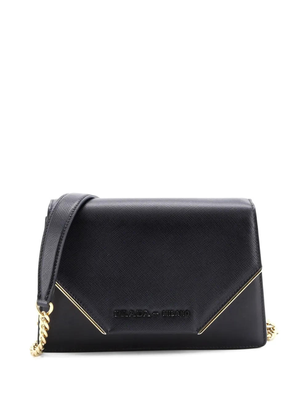 Prada Pre-Owned Convertible Flap with Chain City Calf and Saffiano clutch bag | Black | Image 1