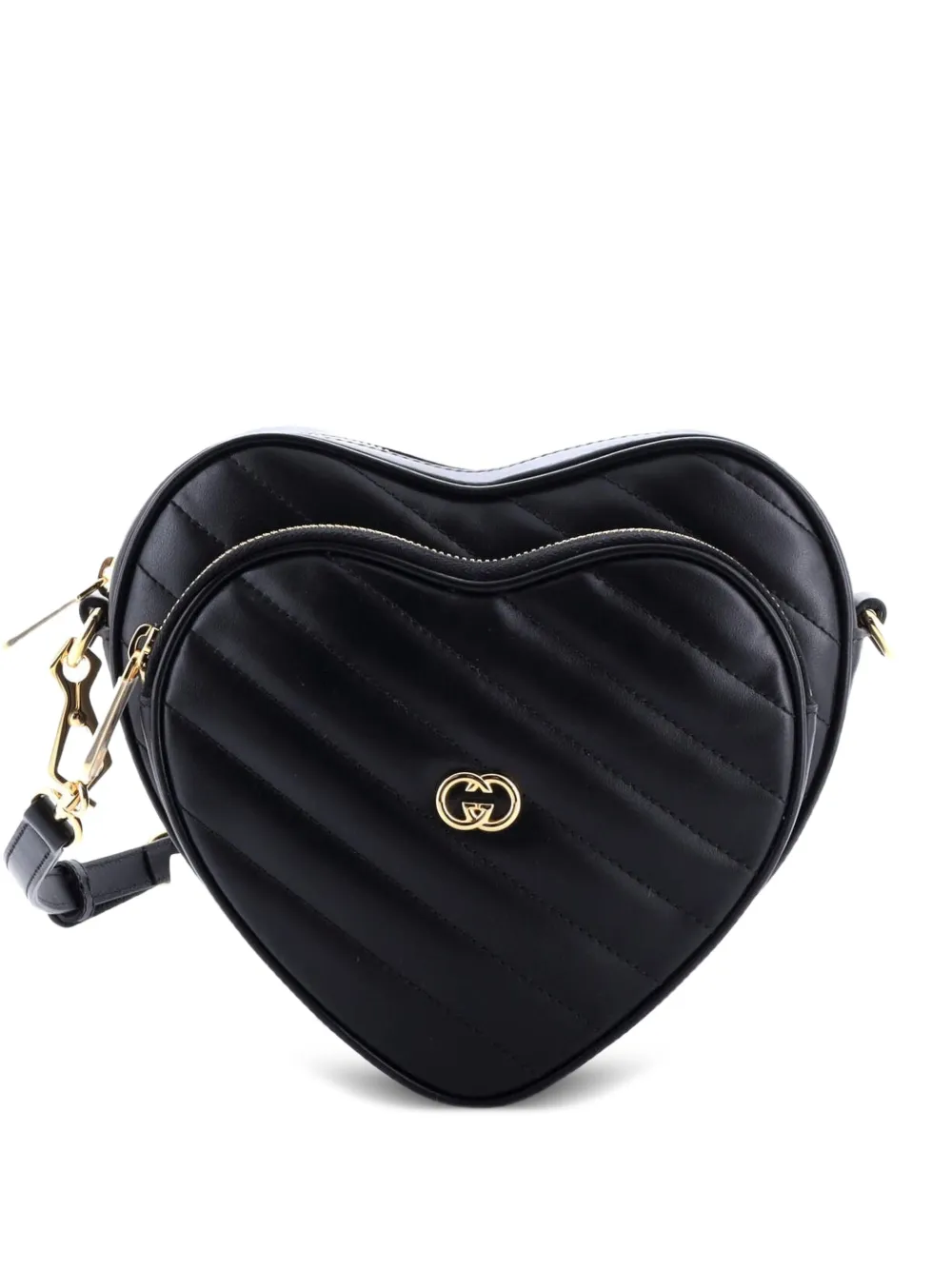 Gucci Pre-Owned Interlocking G Heart Diagonal Quilted Leather Mini shoulder bag - Nero