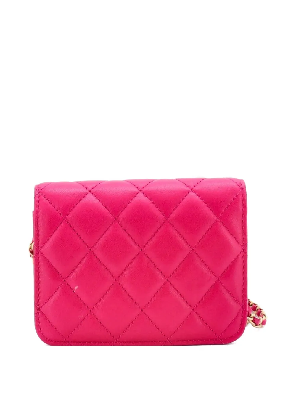CHANEL Pre-owned Pearl Crush Flap Clutch With Chain Quilted Lambskin Mini Crossbody Bag In Pink