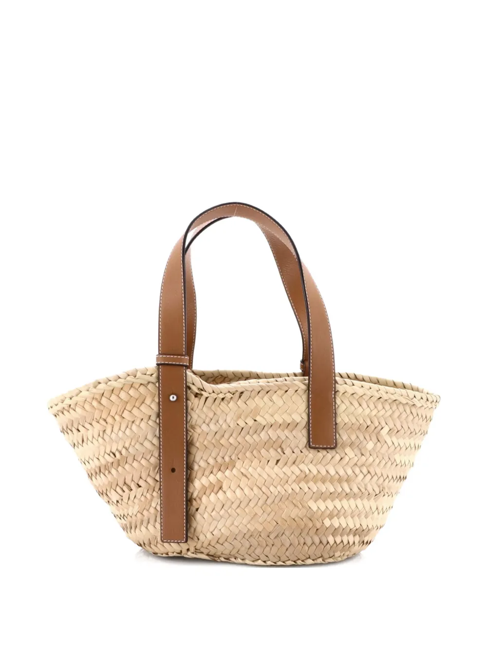 Pre-owned Loewe Basket Raffia Small Tote Bag In Neutral