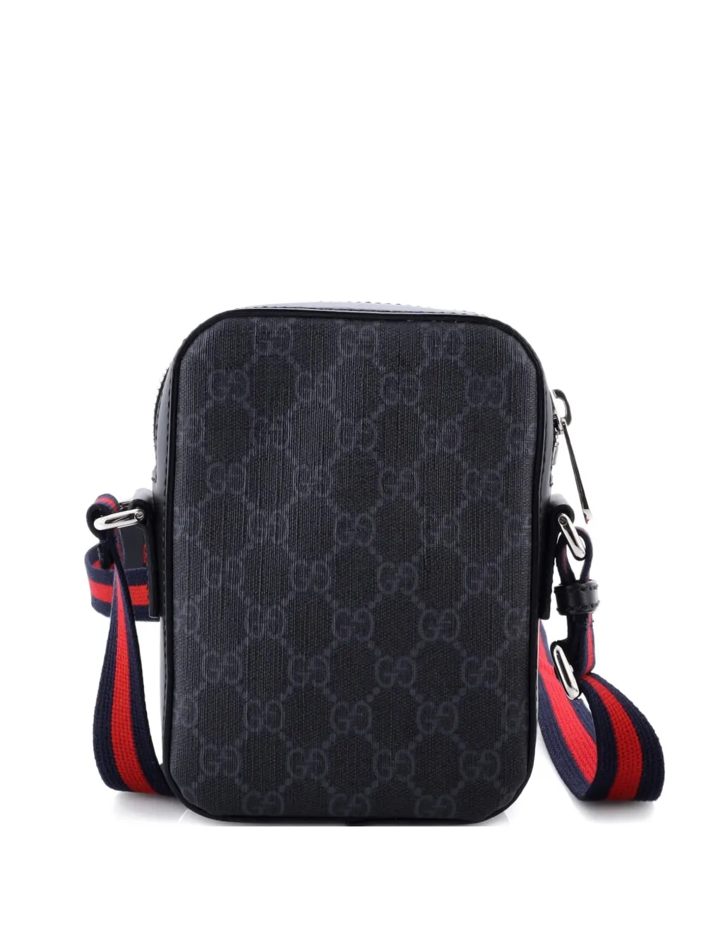 Gucci Pre-Owned Web Strap Front Zip Messenger Bag GG Coated Canvas Mini crossbody bag - Nero