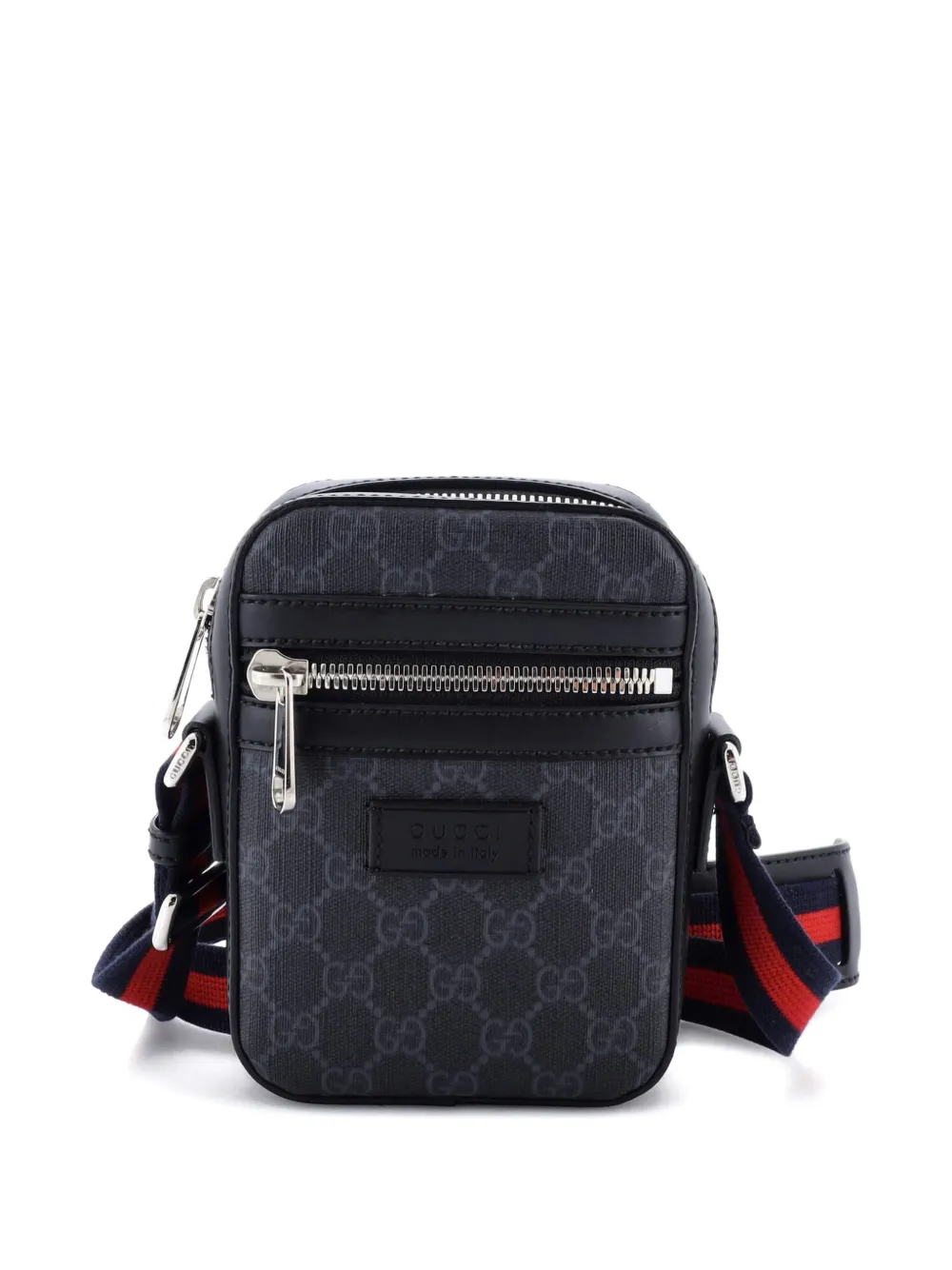 Gucci Pre-Owned Web Strap Front Zip Messenger Bag GG Coated Canvas Mini crossbody bag - Nero