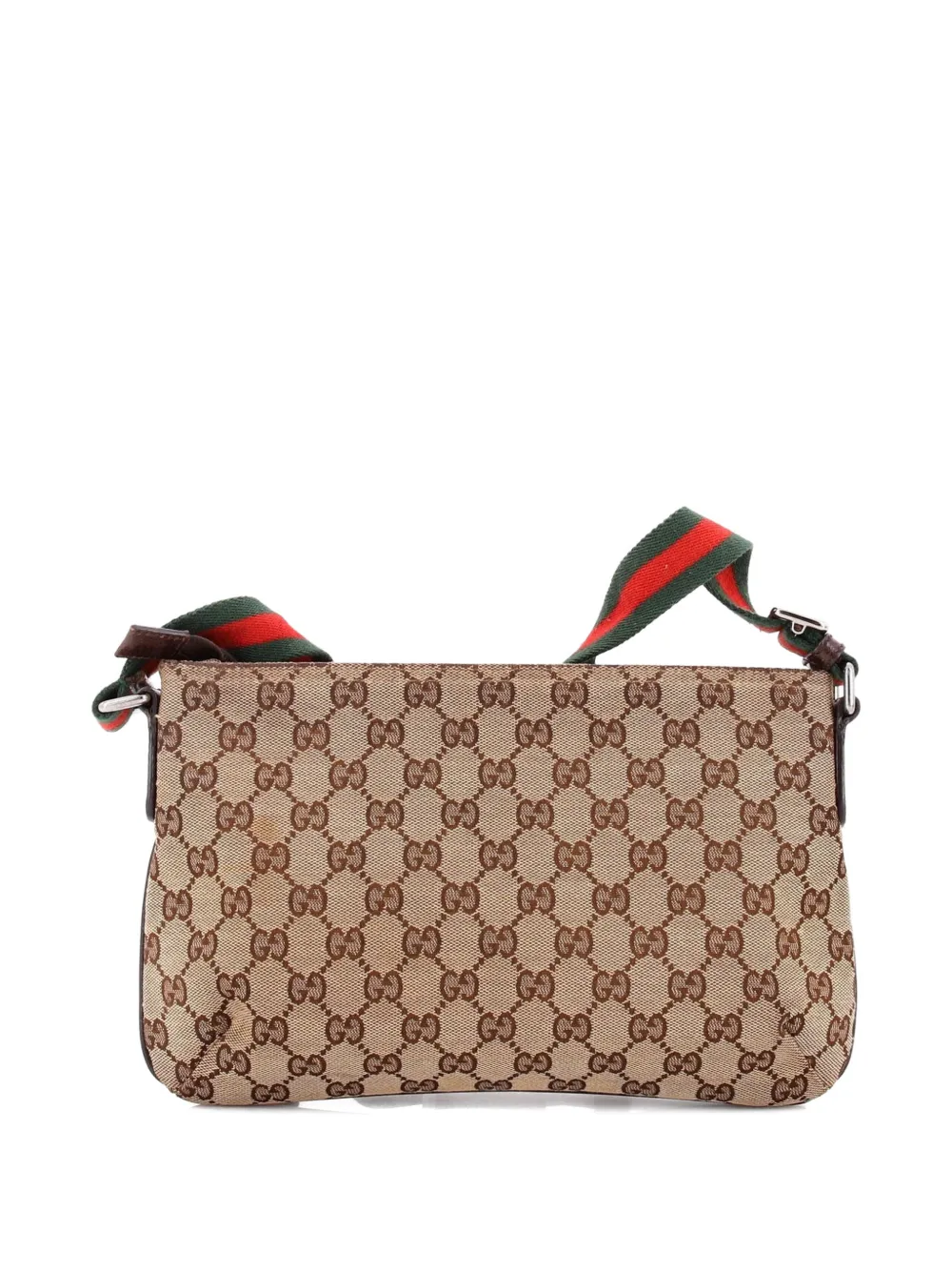 Pre-owned Gucci Web Strap Messenger Bag Gg Canvas Small Crossbody Bag In Brown