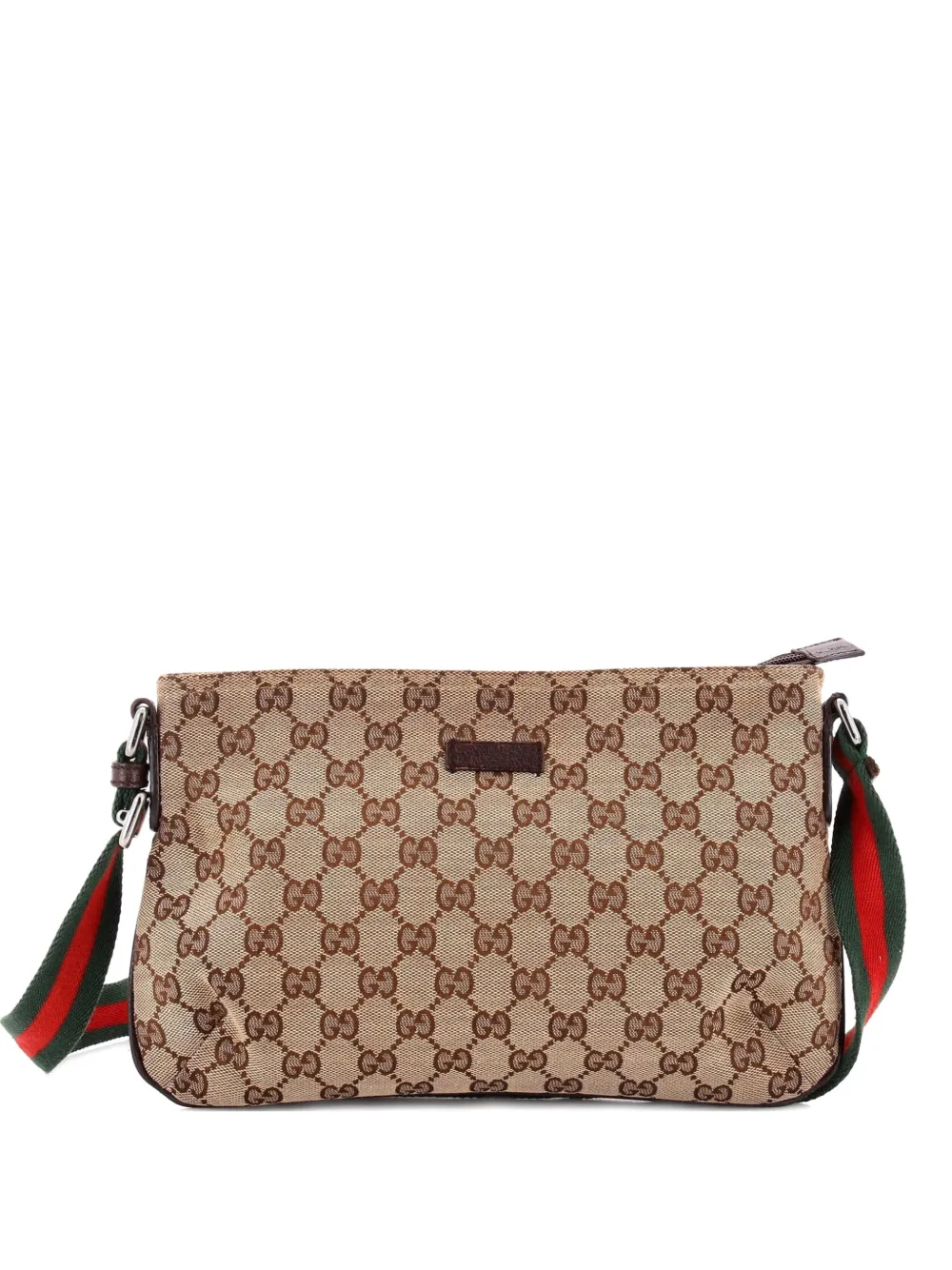 Gucci Pre-Owned Web Strap Messenger Bag GG Canvas Small crossbody bag - Marrone