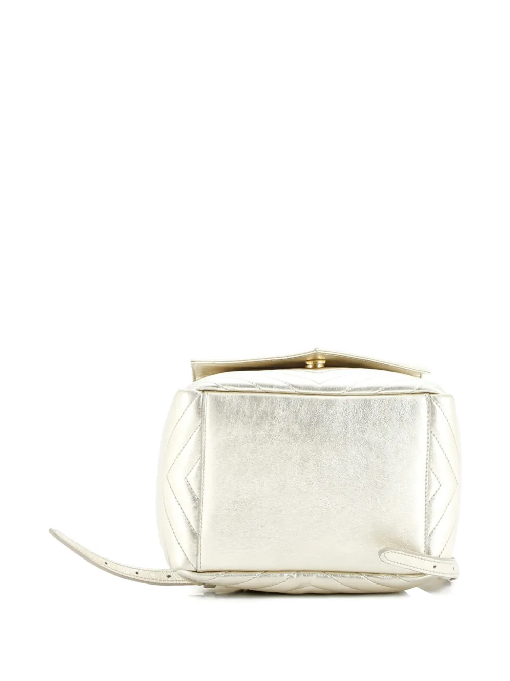 Pre-owned Saint Laurent Joe Matelasse Chevron Leather Backpack In Gold