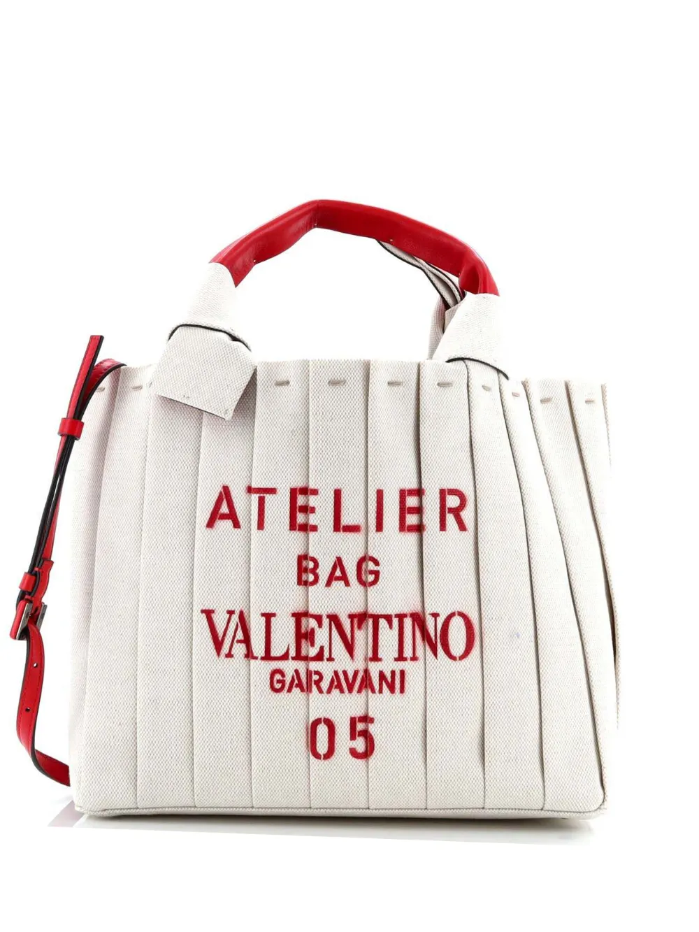 Valentino Garavani Pre-Owned Atelier 05 Pleated Canvas Medium tote bag - Rosso