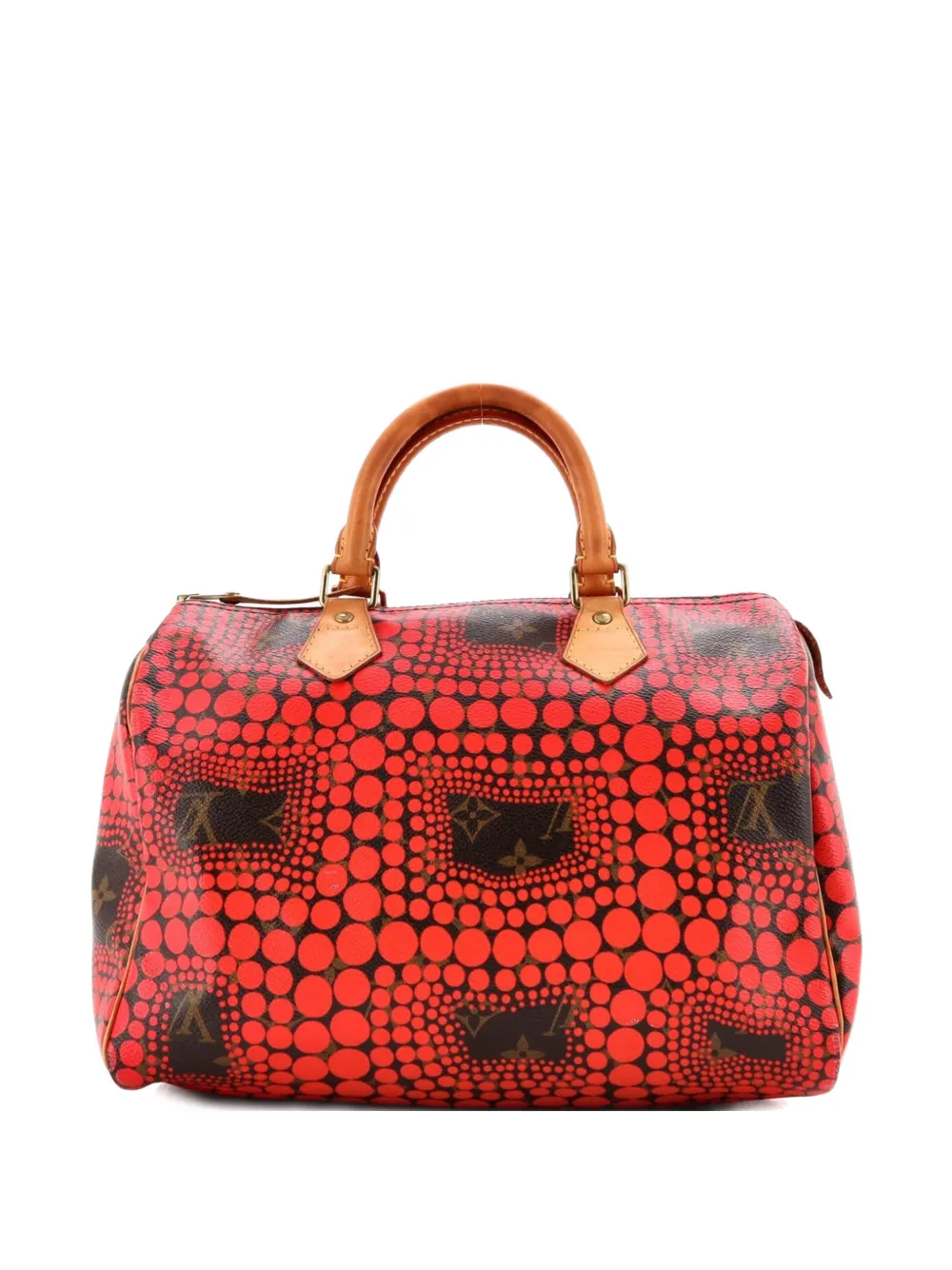 Pre-owned Louis Vuitton Speedy Handbag Limited Edition Kusama Town Monogram Canvas 30 Satchel In Brown