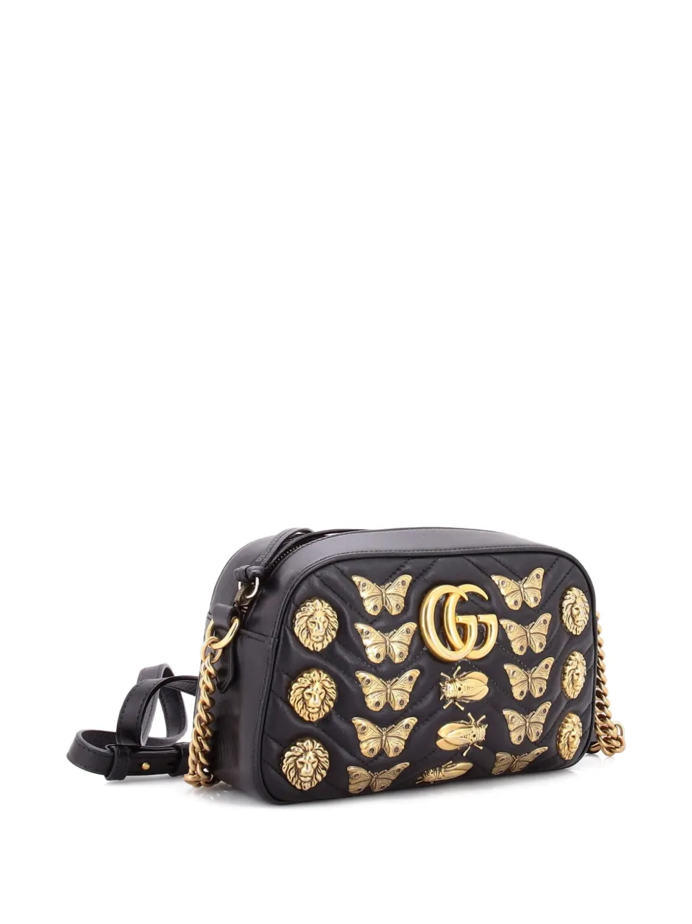 Gucci Pre-Owned GG Marmont Shoulder Bag Embellished Matelasse Leather Small crossbody bag - Nero