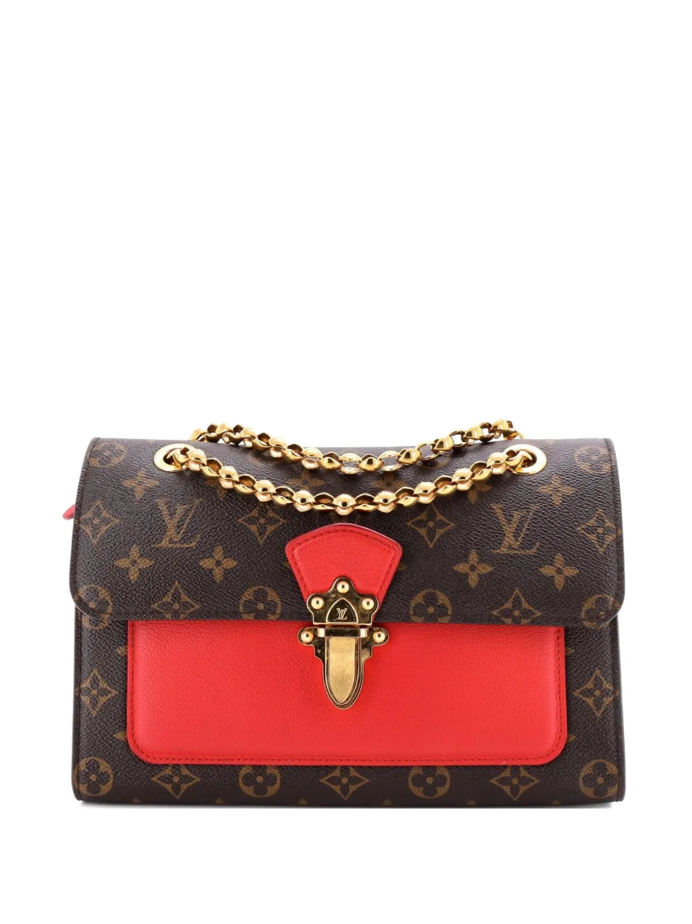 Pre-owned Louis Vuitton Victoire Handbag Monogram Canvas And Leather Shoulder Bag In Brown