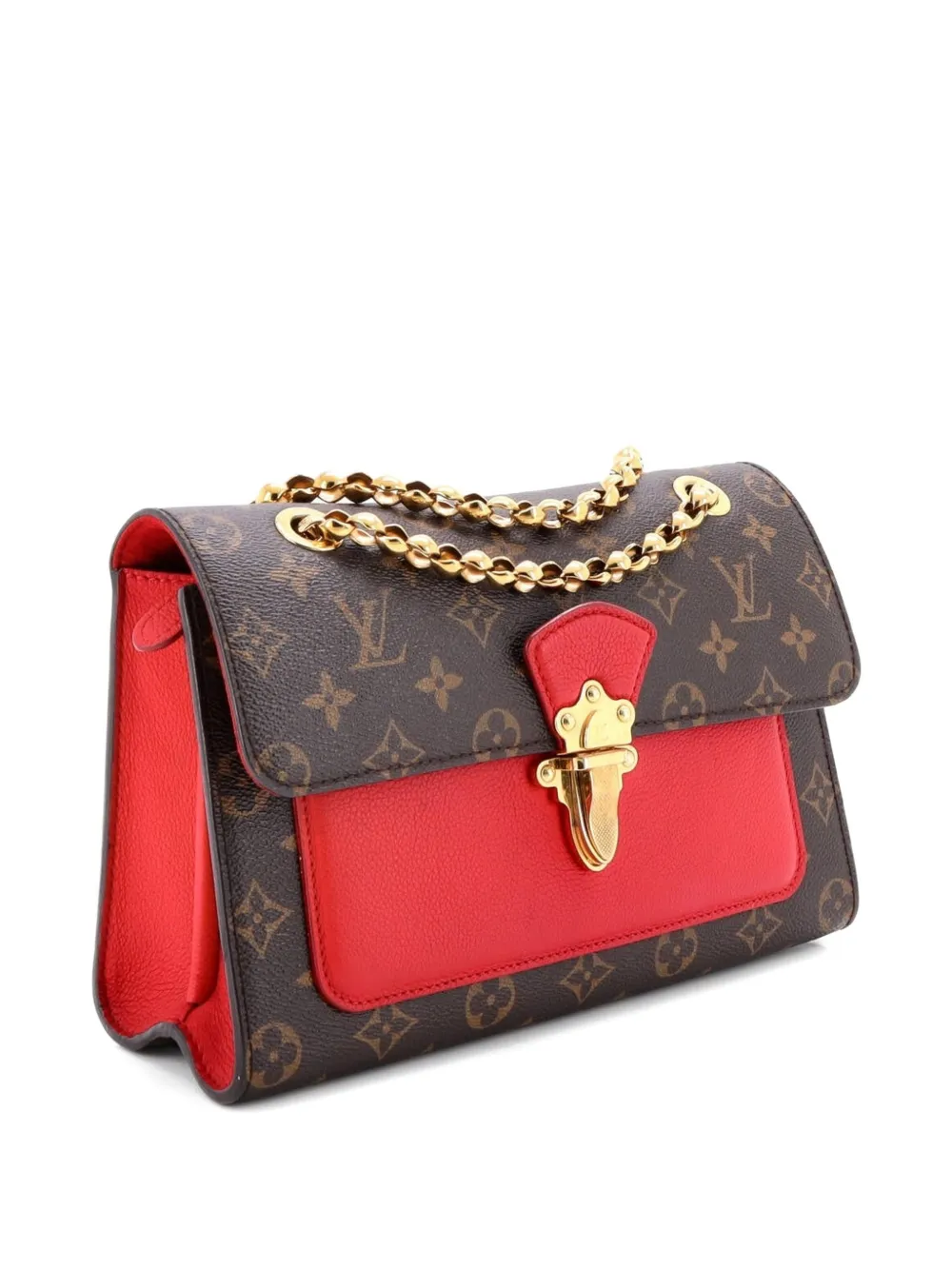 Pre-owned Louis Vuitton Victoire Handbag Monogram Canvas And Leather Shoulder Bag In Brown