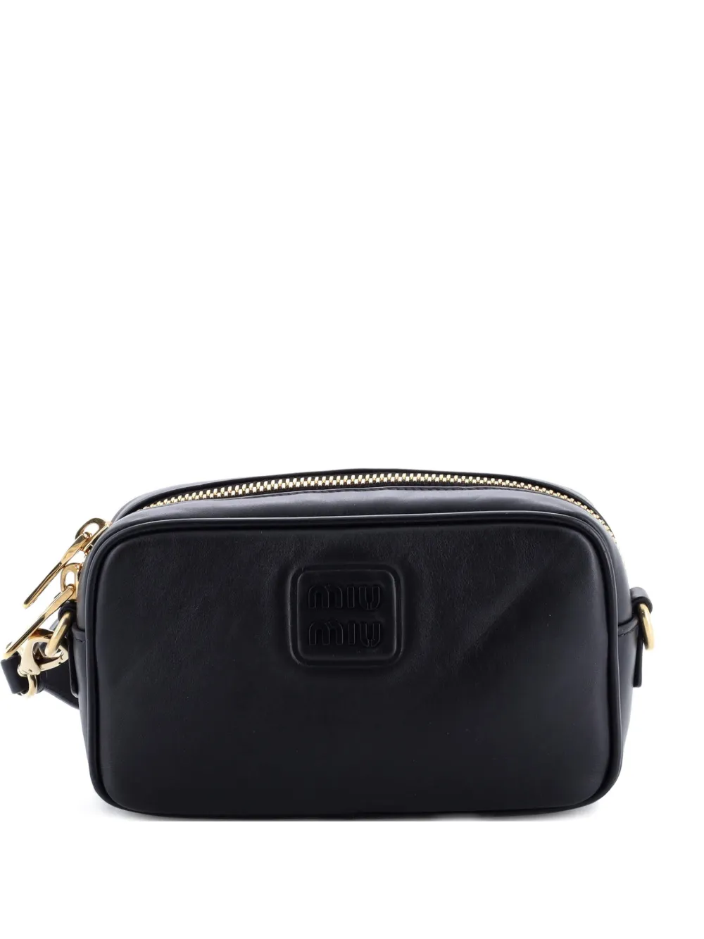 Miu Miu Pre-Owned Logo Embossed Camera Bag Leather crossbody bag - Nero