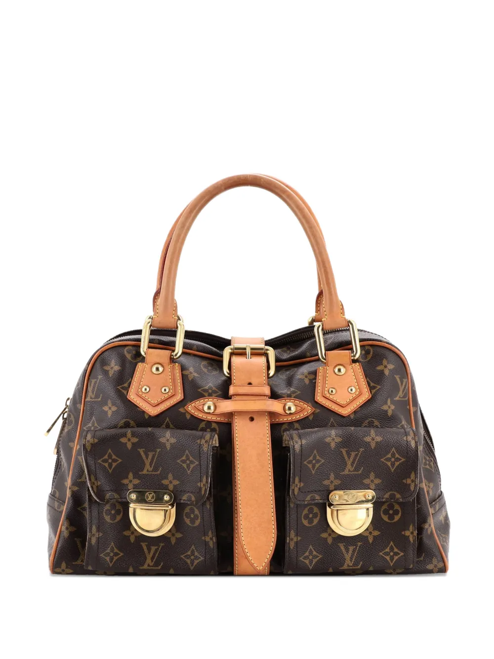 Pre-owned Louis Vuitton Manhattan Handbag Monogram Canvas Gm Satchel In Brown