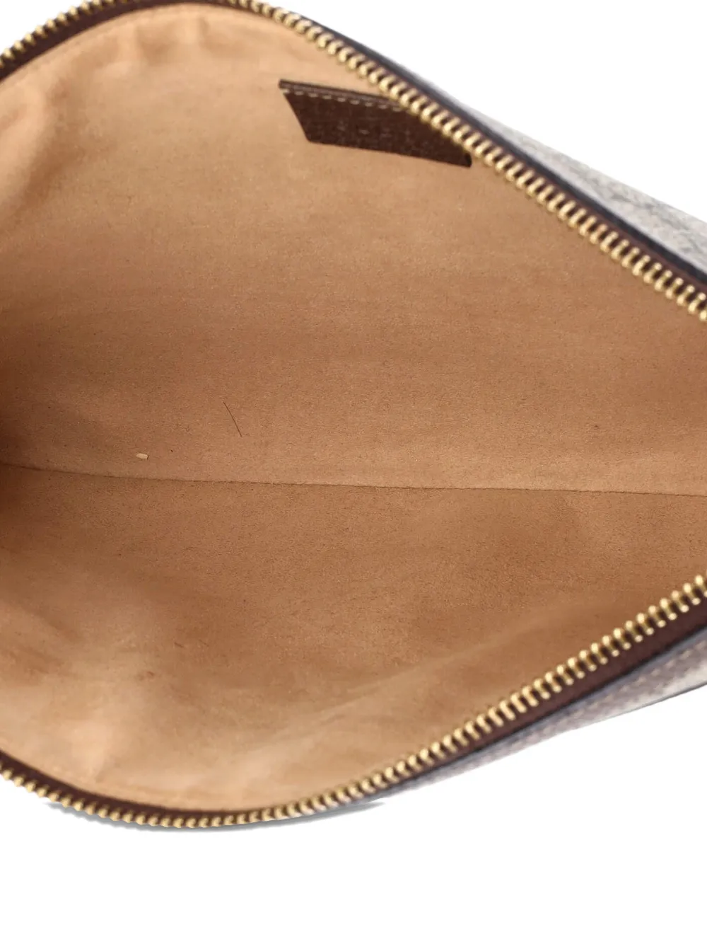 Pre-owned Gucci Ophidia Zip Pouch Gg Coated Canvas Large Clutch Bag In Brown