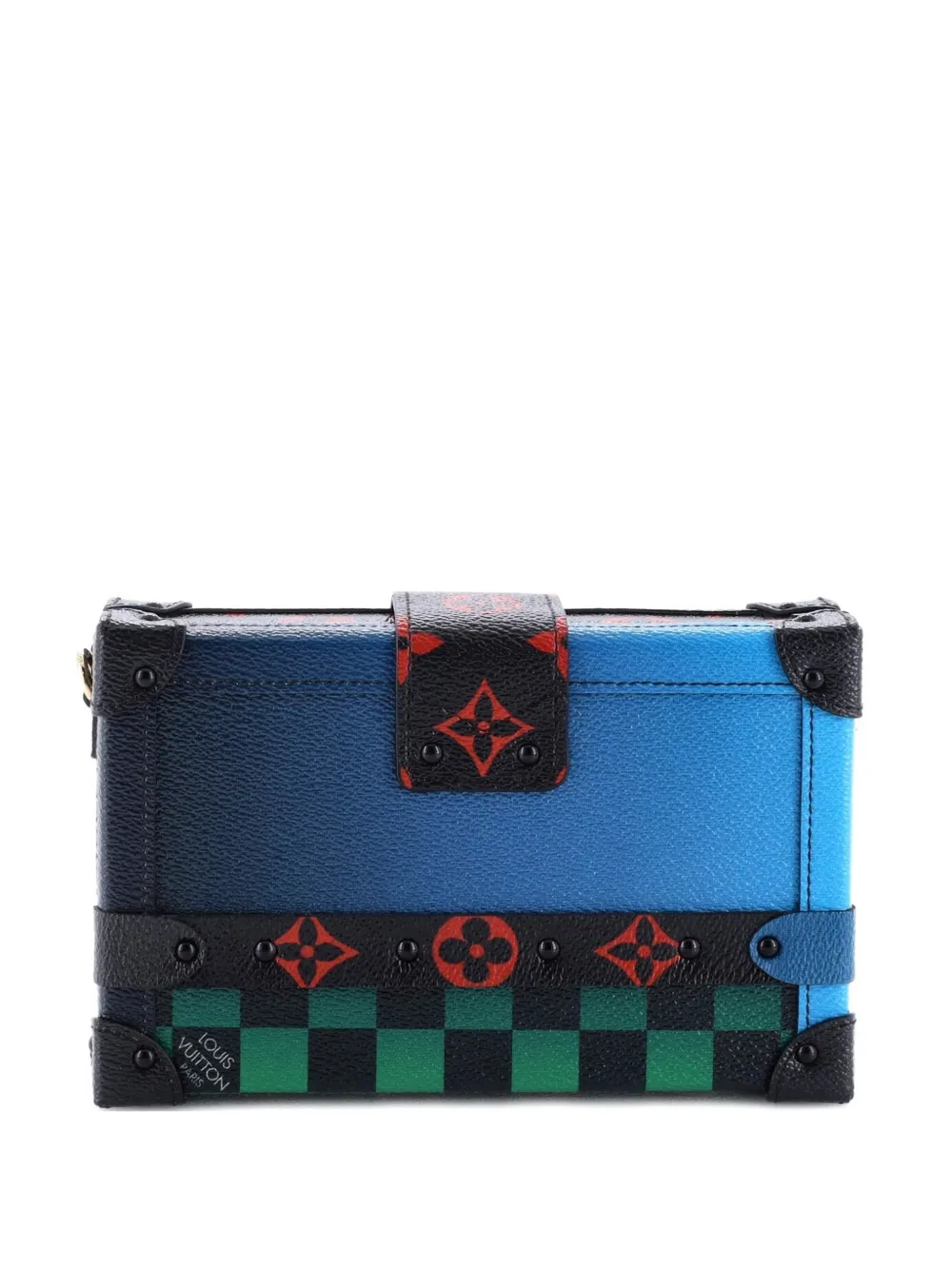 Pre-owned Louis Vuitton Petite Malle Handbag Limited Edition Race Print Canvas Clutch Bag In Multi