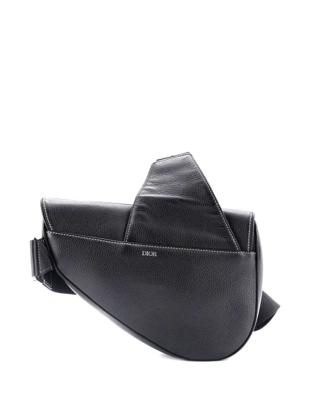 DIOR Pre-owned Shawn Stussy Saddle Leather With Applique Crossbody Bag In Black