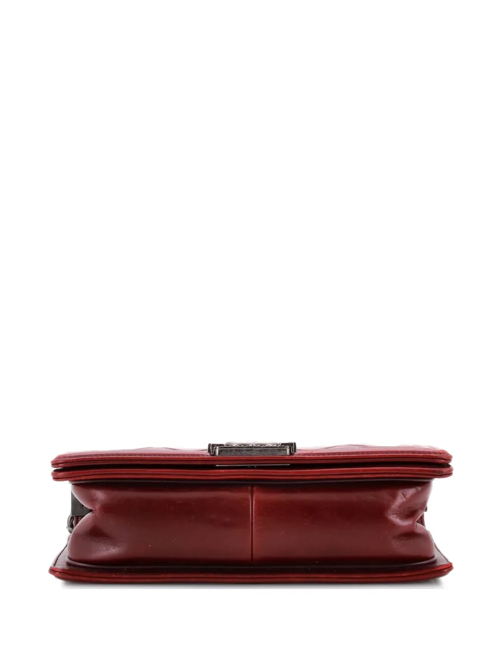 Pre-owned Chanel Paris-salzburg Boy Flap Bag Embossed Calfskin Old Medium Shoulder Bag In Red