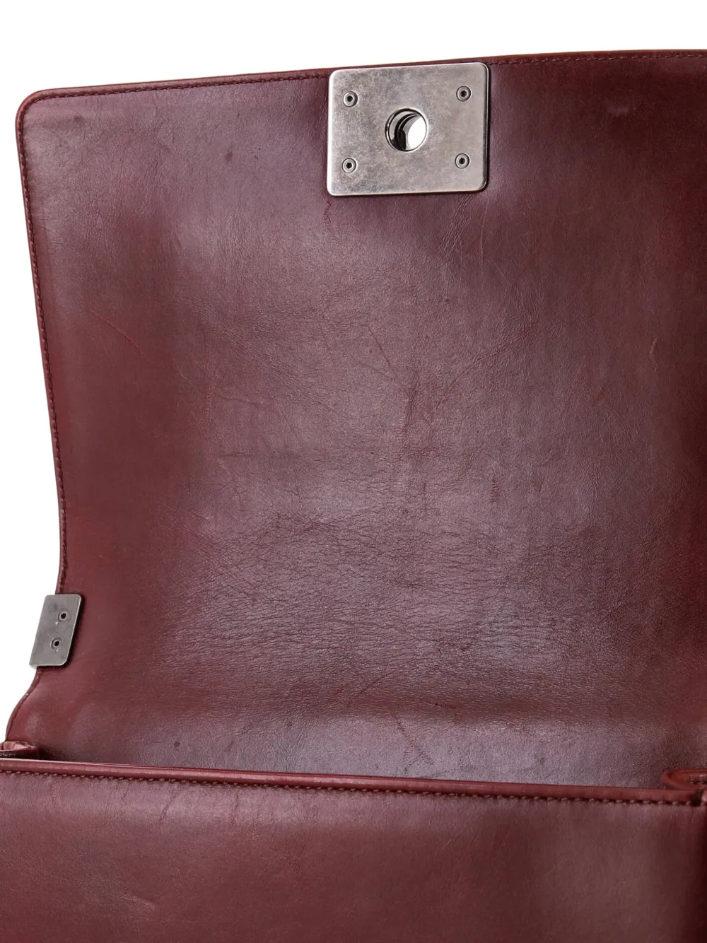 Pre-owned Chanel Paris-salzburg Boy Flap Bag Embossed Calfskin Old Medium Shoulder Bag In Red