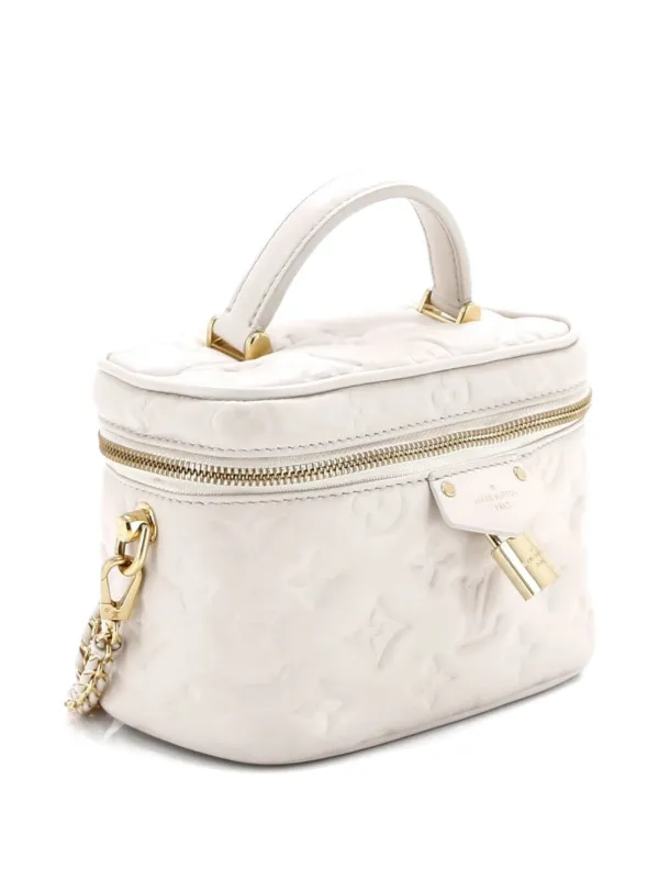 LOUIS VUITTON ホワイトポーチ モノグラム　ノベルティー品 Louis Vuitton Pre-Owned Vanity Handbag Monogram Embossed Lambskin