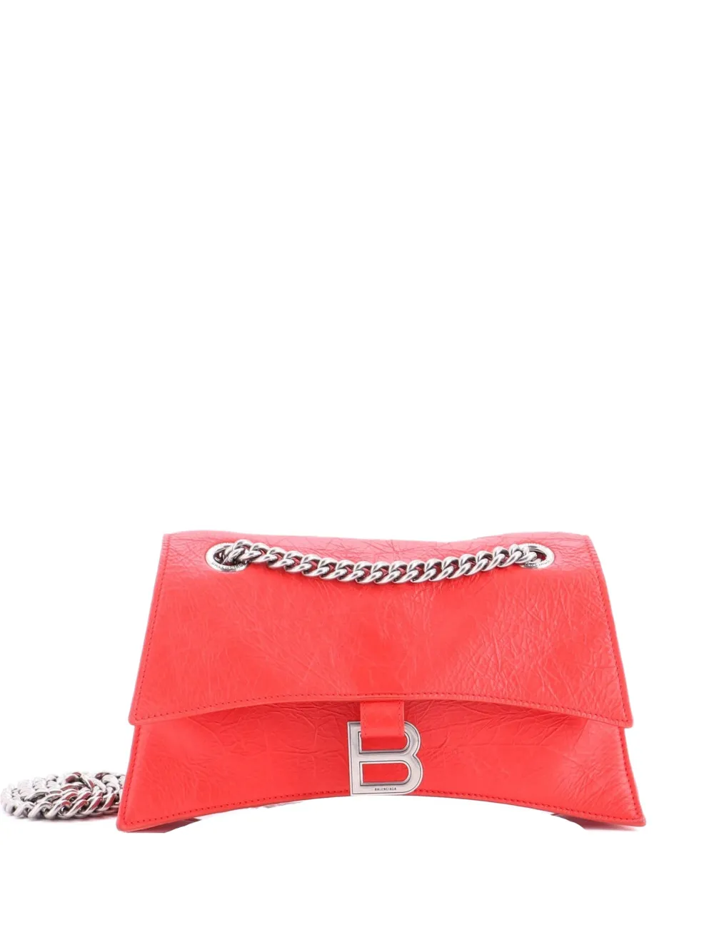 Pre-owned Balenciaga Crush Chain Flap Bag Leather Small Crossbody Bag In Red