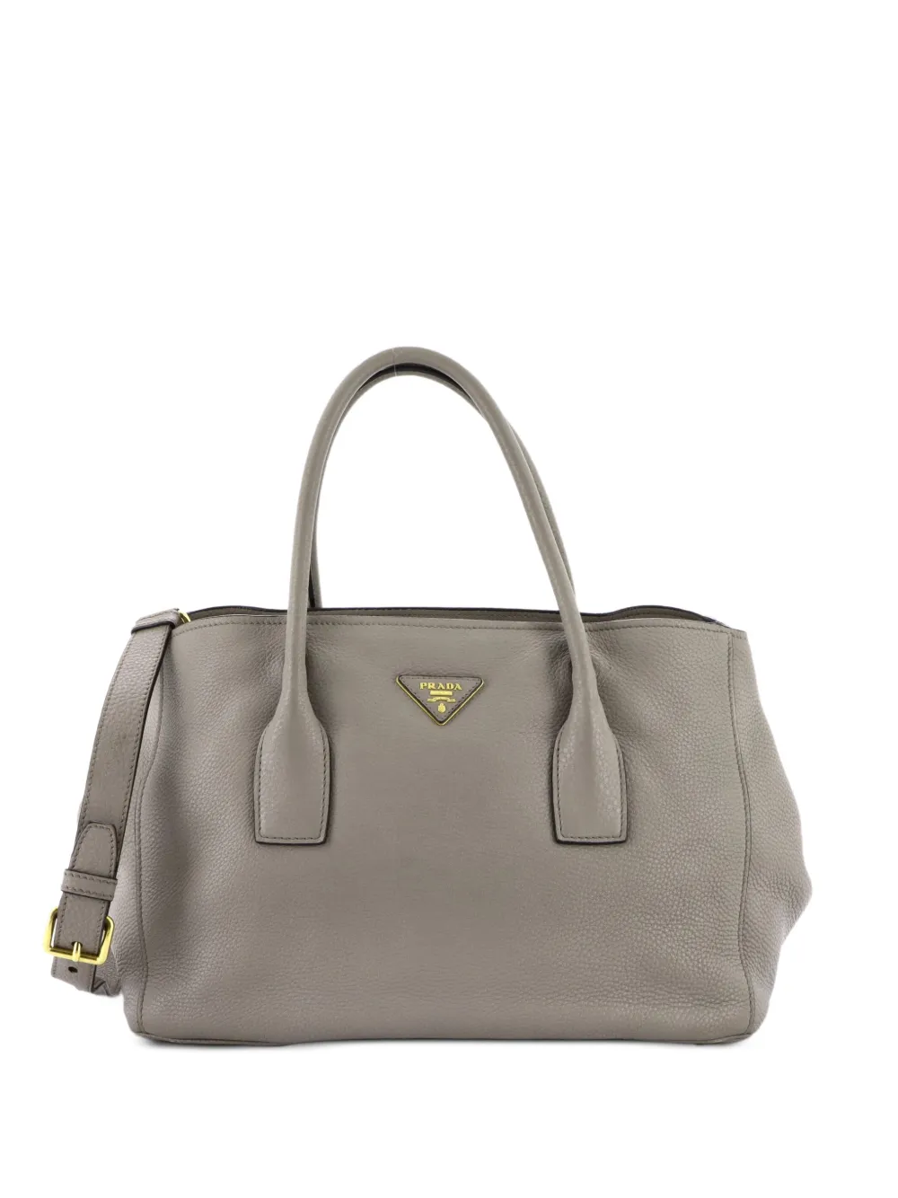 Pre-owned Prada Convertible Shopping Vitello Daino Medium Tote Bag In Gray