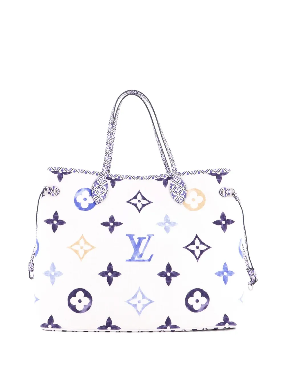 Pre-owned Louis Vuitton Neverfull Nm Tote Limited Edition Cities By The Pool Monogram Watercolor Giant Gm Shoulder Bag In Blue
