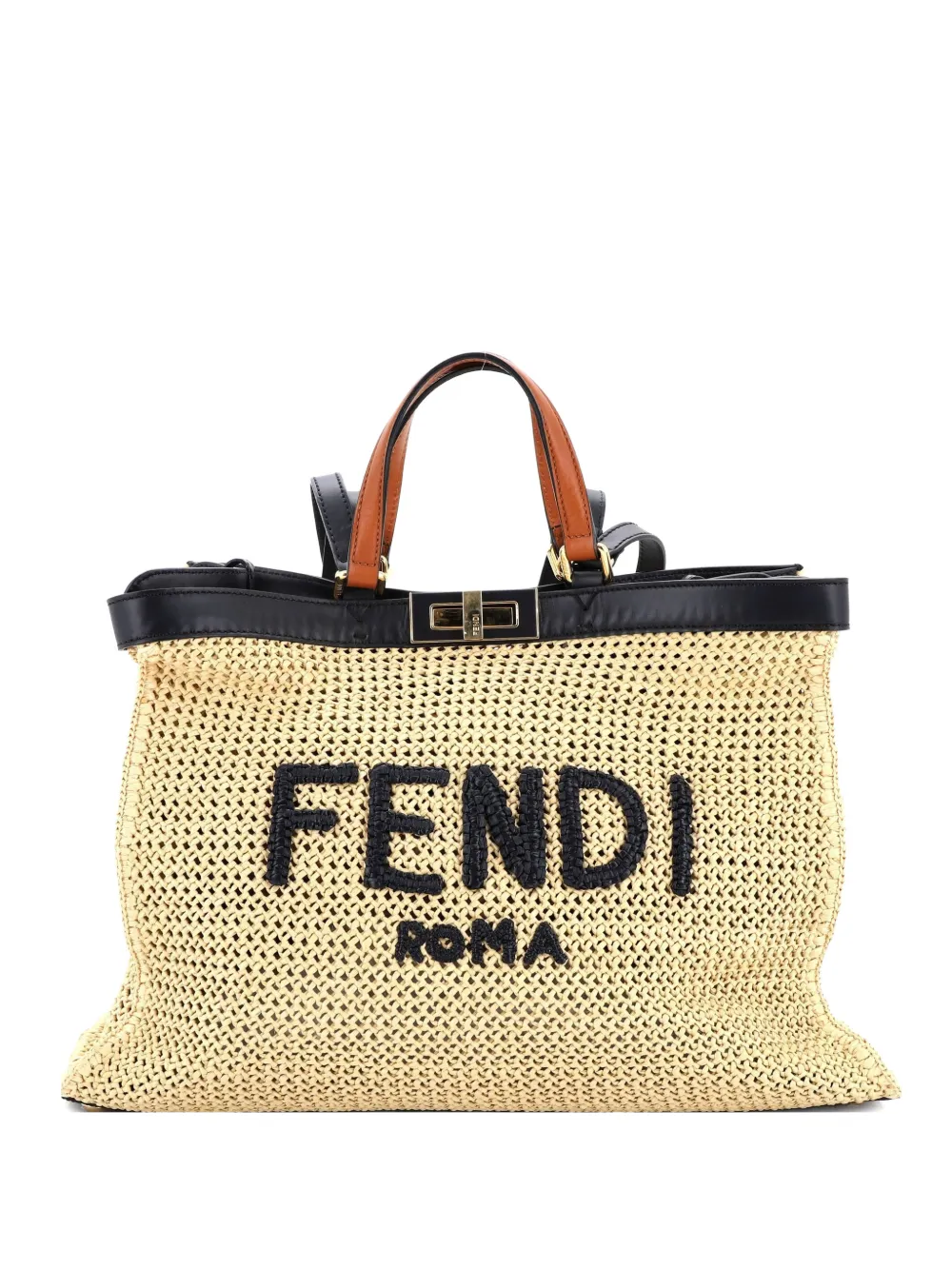 Fendi Pre-Owned Peekaboo X- Raffia Medium tote bag | Neutrals | Image 1