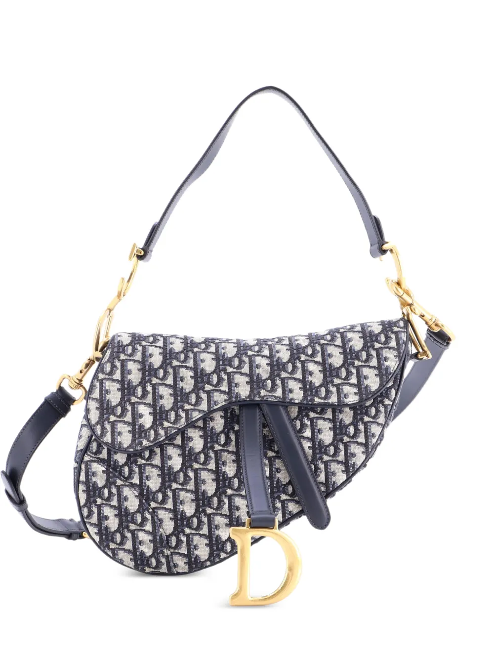 Christian Dior Pre-Owned Saddle Handbag with Strap Oblique Canvas Medium shoulder bag - Blu