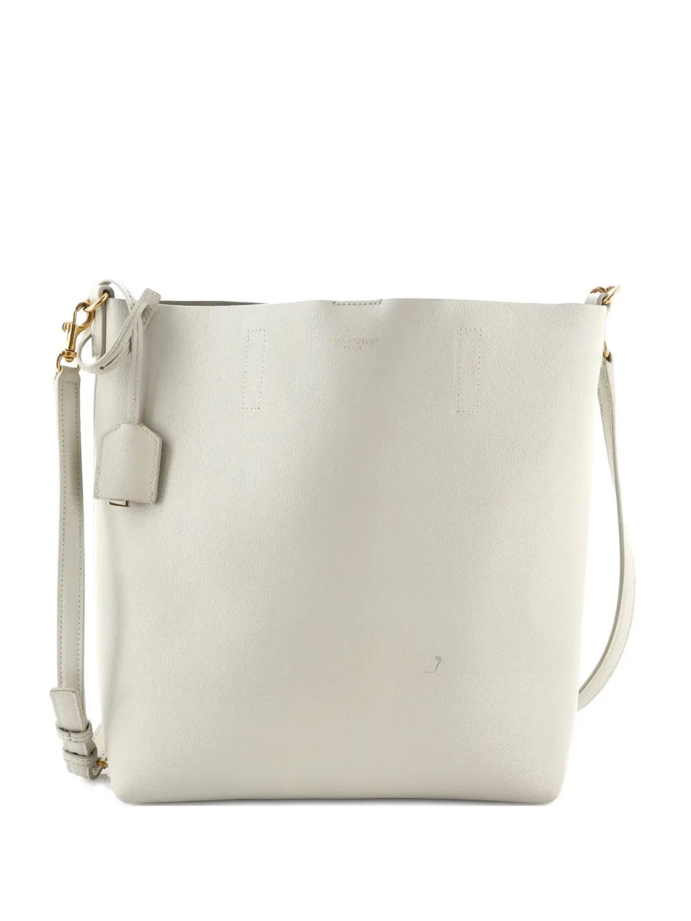 Pre-owned Saint Laurent Shopper Leather Toy Tote Bag In Neutral