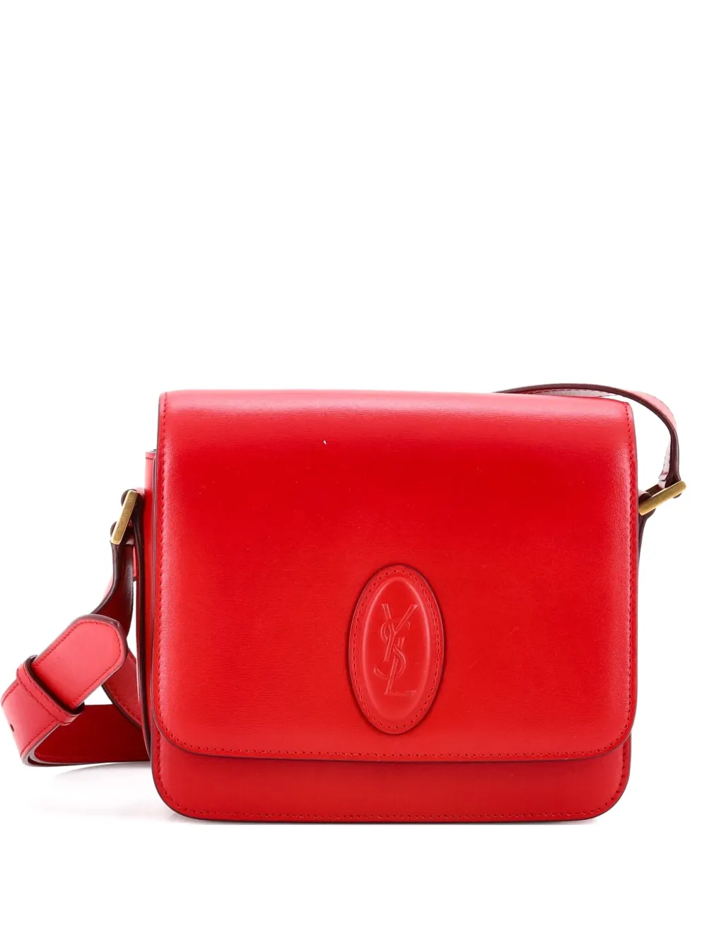 Pre-owned Saint Laurent Le 61 Saddle Bag Leather Small Crossbody Bag In Red