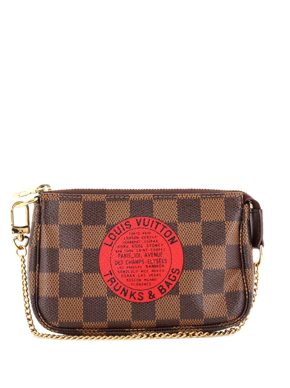 Pre-owned Louis Vuitton Pochette Accessoires Limited Edition Damier Mini Clutch Bag In Brown