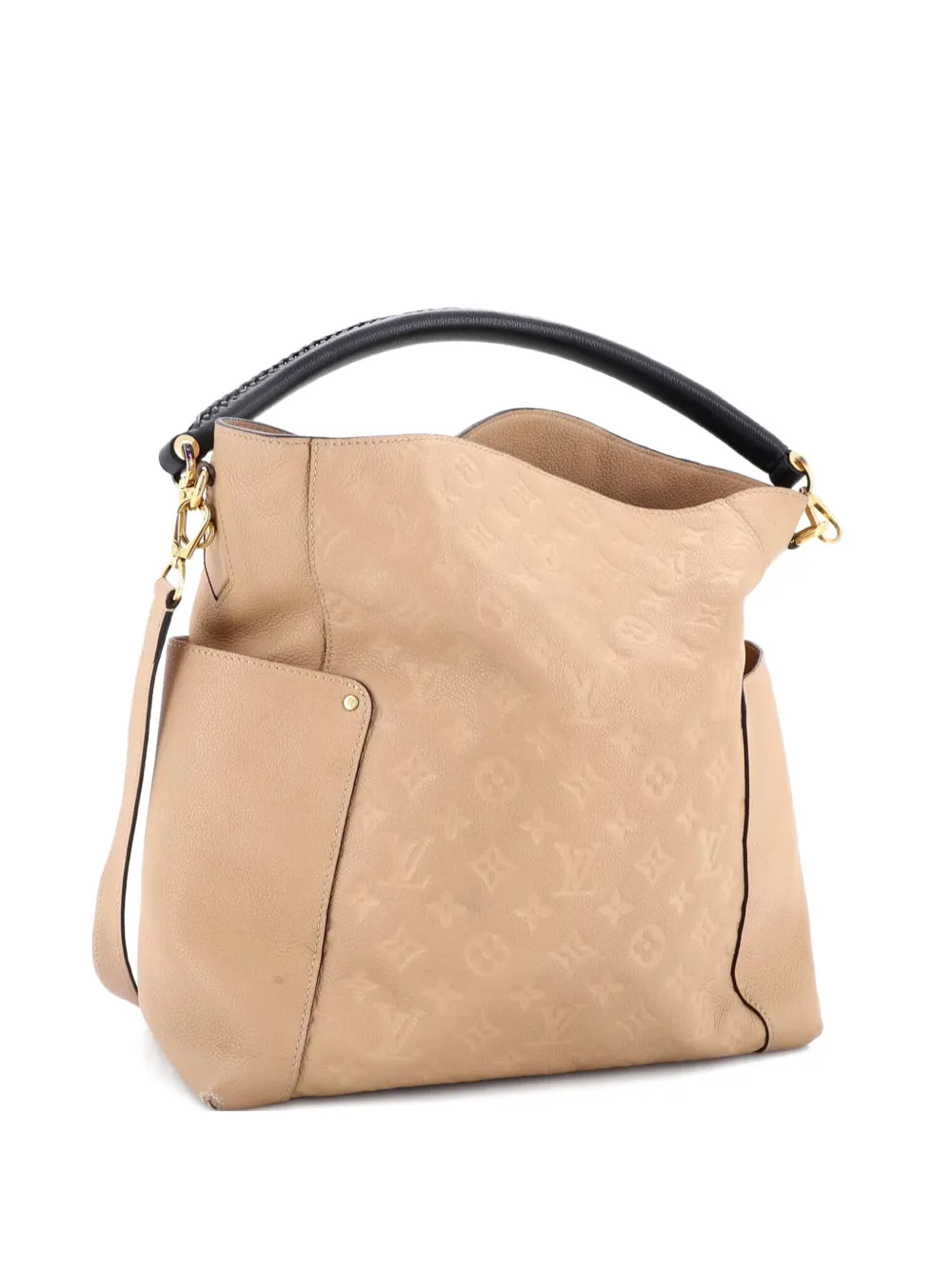 Pre-owned Louis Vuitton Bagatelle Monogram Empreinte Leather Hobo Bag In Neutral