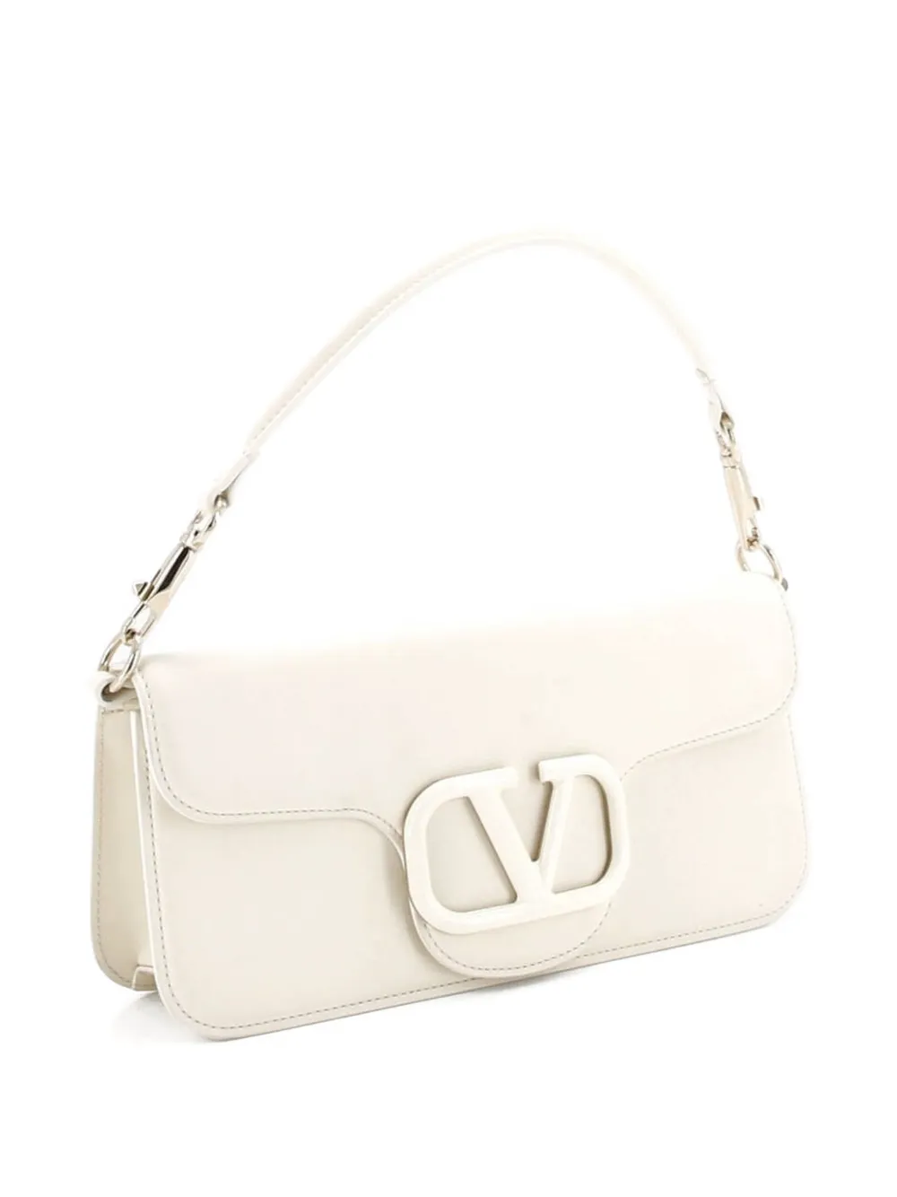 VALENTINO GARAVANI Pre-owned Vlogo Loco Flap Shoulder Bag Leather Medium Clutch Bag In Neutral