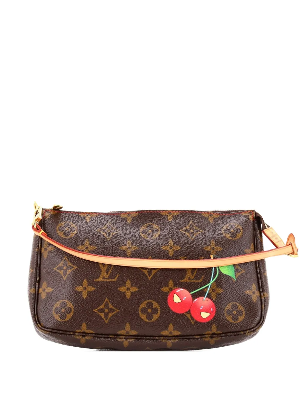 Pre-owned Louis Vuitton Pochette Accessoires Limited Edition Monogram Cerises Clutch Bag In Brown