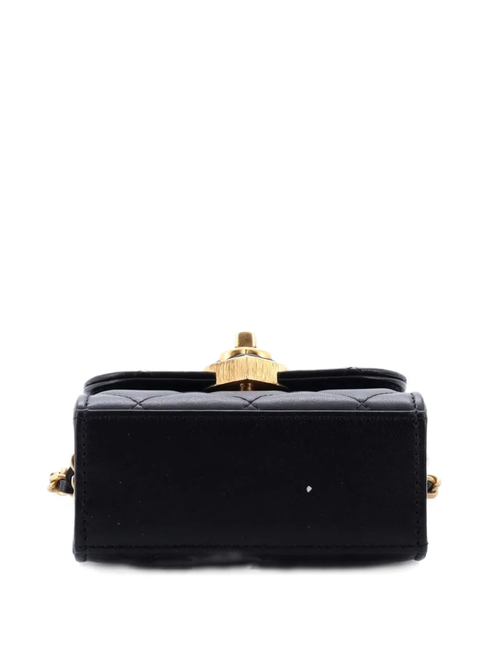 Pre-owned Chanel Coco Love Cc Heart Clutch With Chain Quilted Lambskin Mini Crossbody Bag In Black